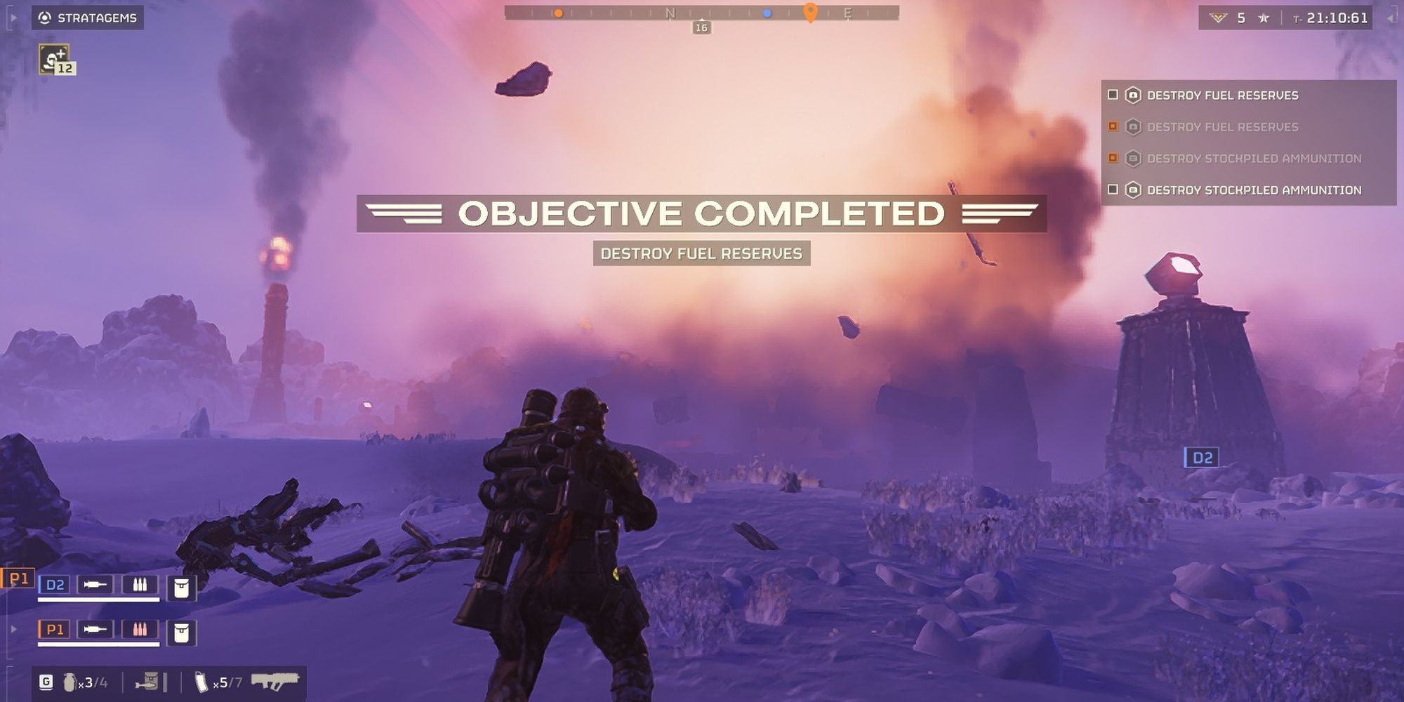 Helldivers 2: A Robotic Base Detonating In A Huge Explosion