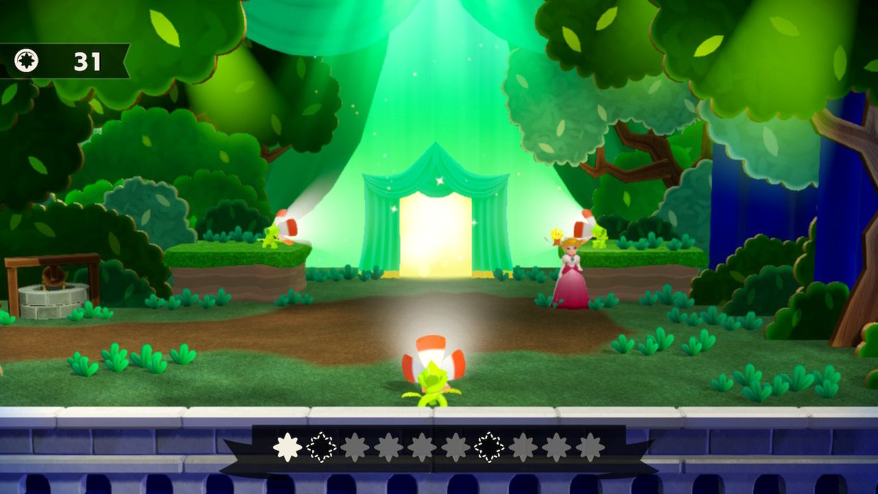 Princess Peach Showtime Peach opening the green tent