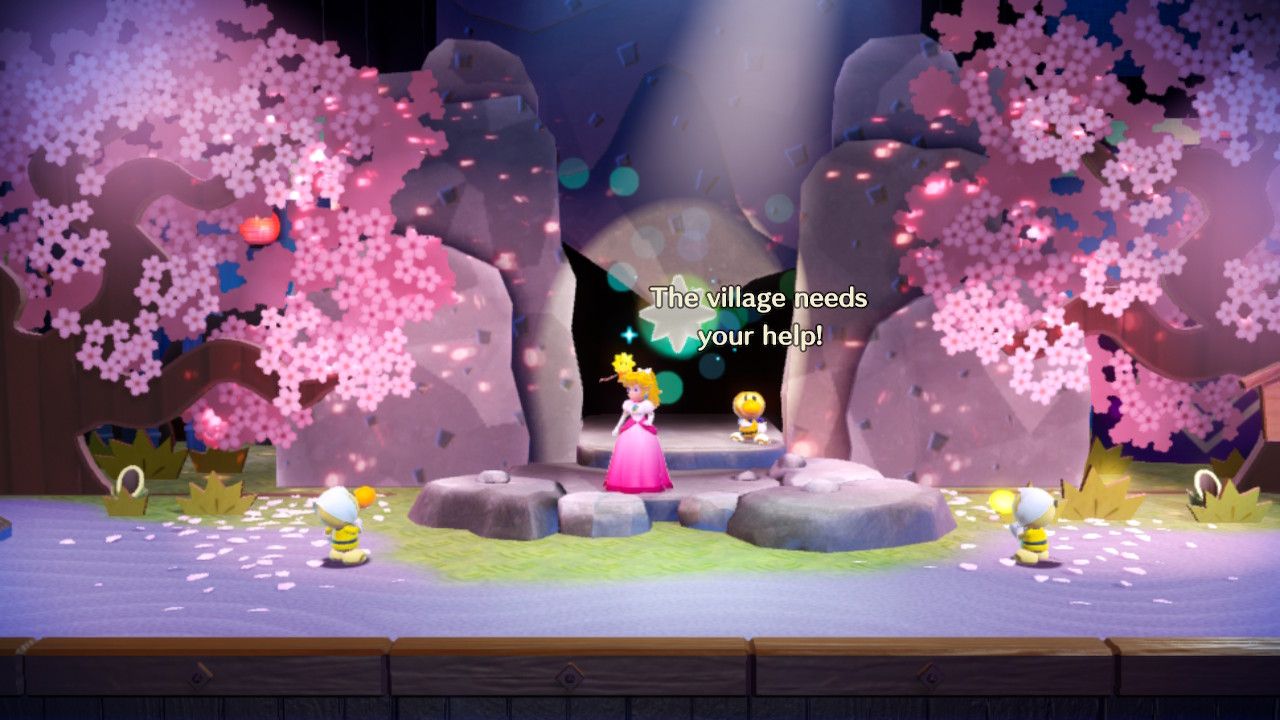 Princess Peach Showtime Peach causing cherry blossoms to grow