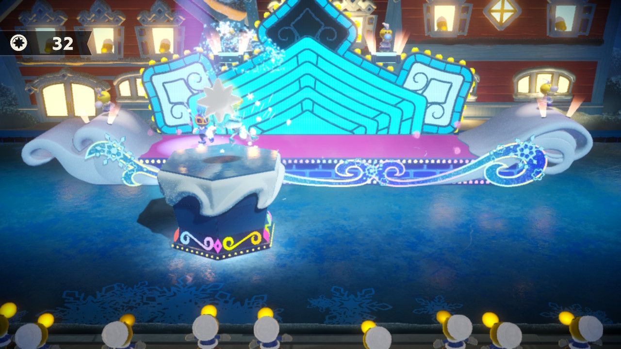 Princess Peach Showtime Peach jumping to the raised ice with a Gem