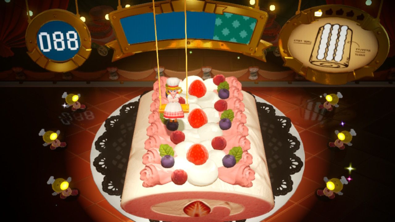 Princess Peach Showtime Peach decorating a cream cake
