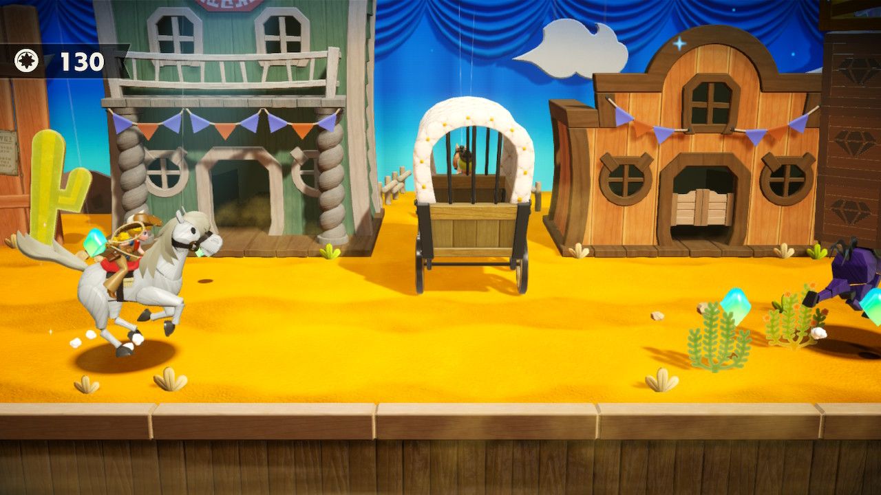 Princess Peach Showtime Peach chasing Gem fragments on horseback