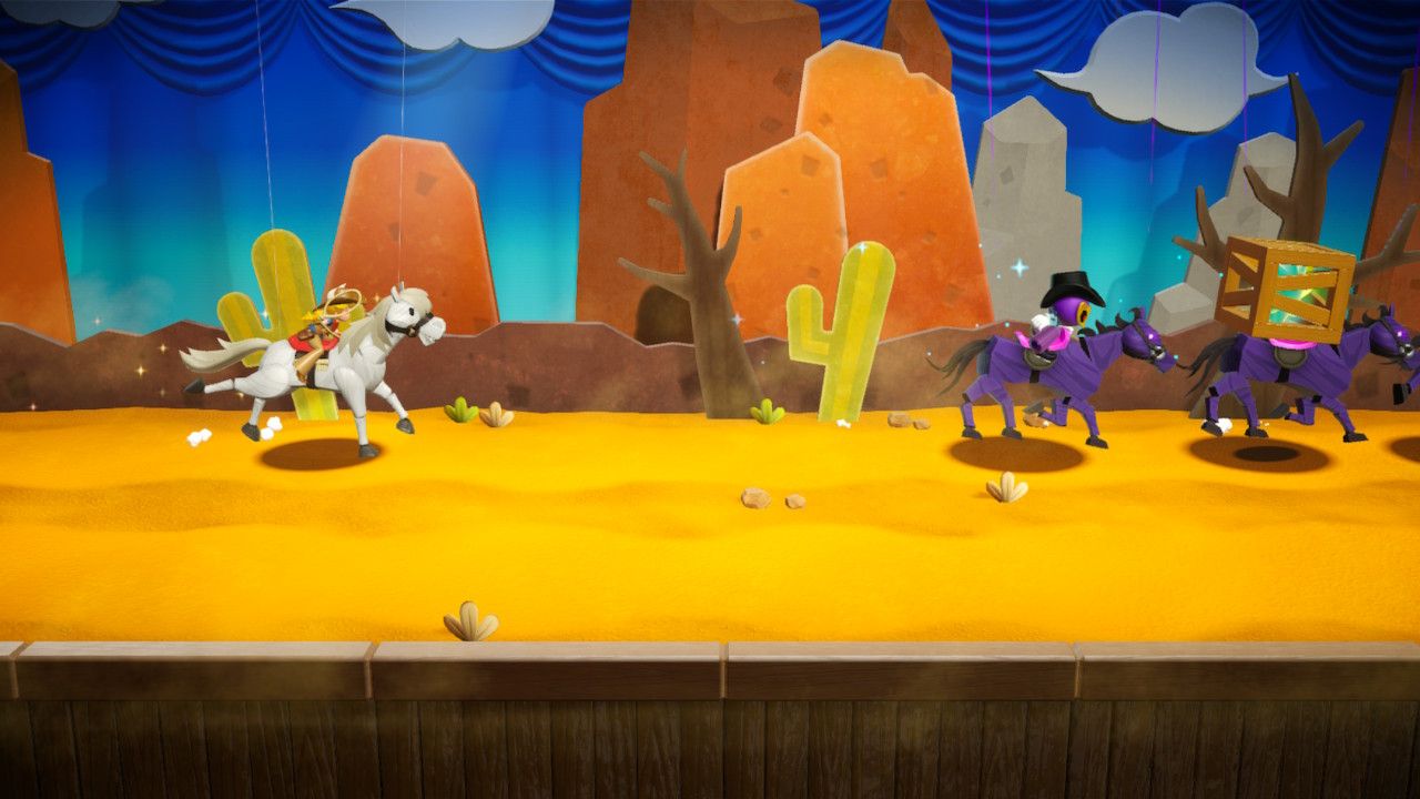 Princess Peach Showtime Peach chasing a horse with the Gem