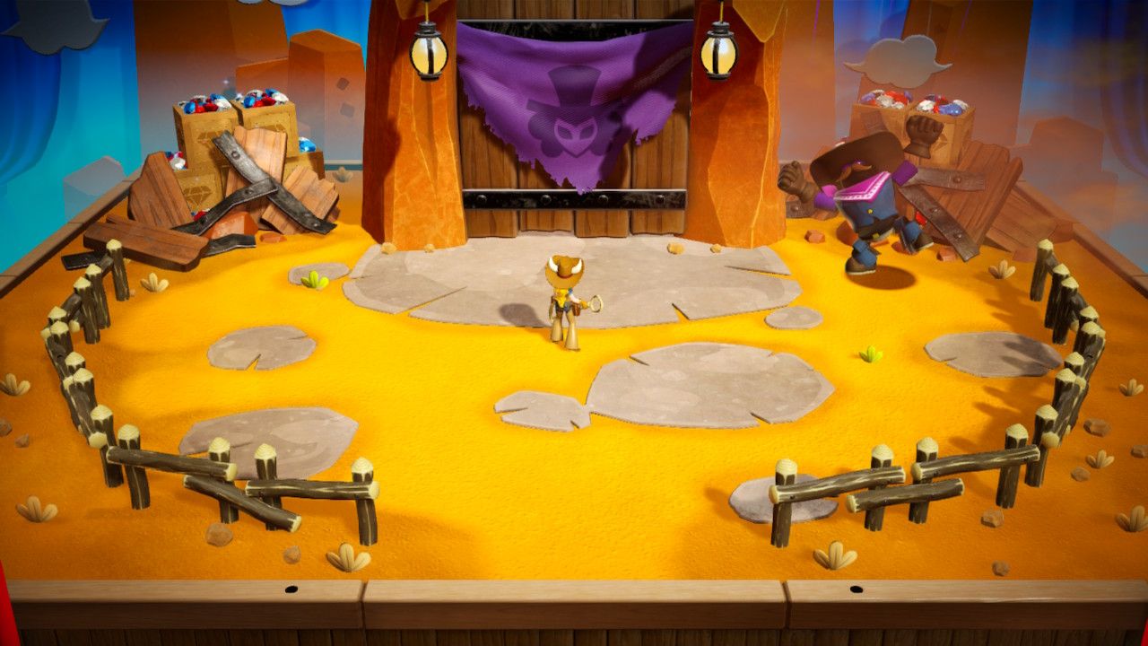 Princess Peach Showtime Peach fighting the final cowgirl in the wilderness boss