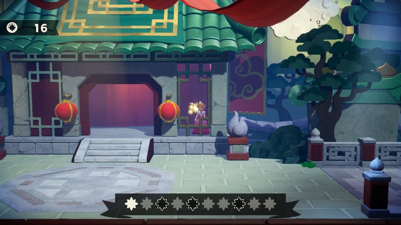 Princess Peach Showtime Peach getting the Gem hidden inside the dojo