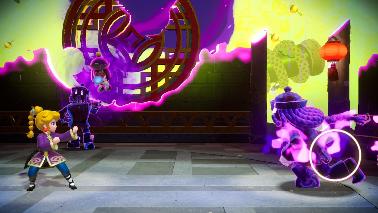 Princess Peach Showtime Peach fighting the final Kung Fu boss