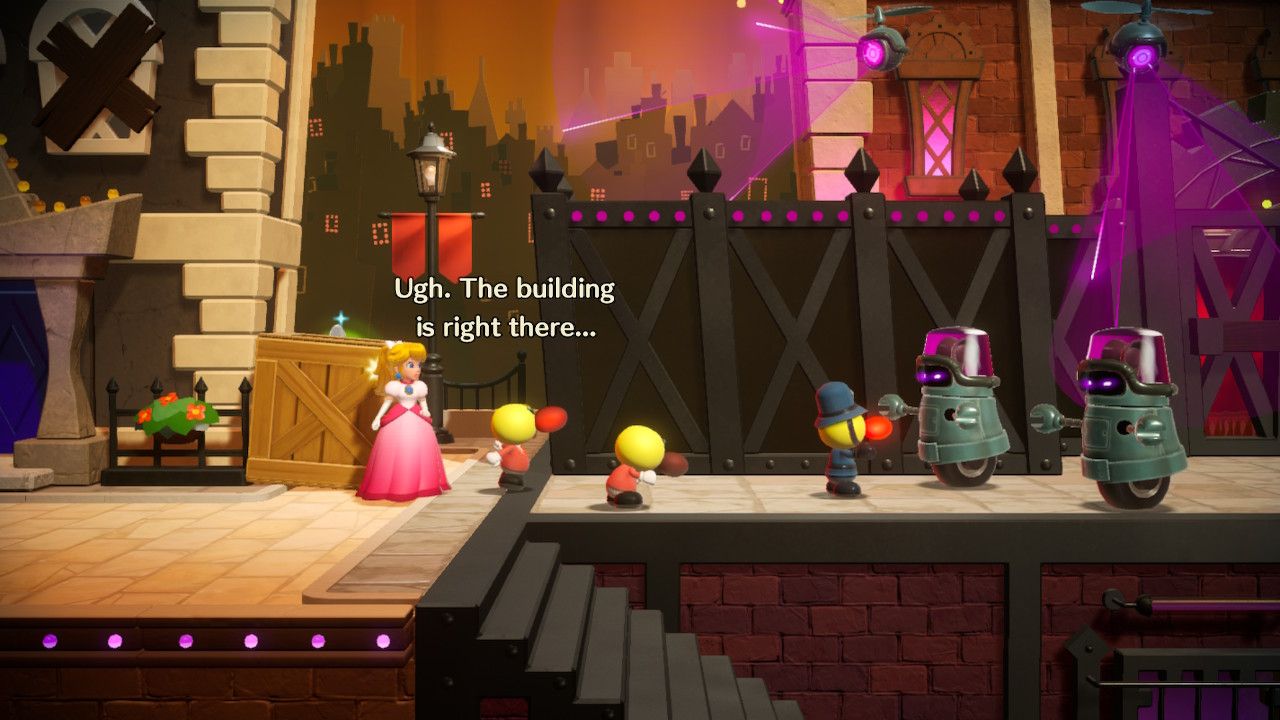 Princess Peach Showtime Peach finding a Gem behind a crate