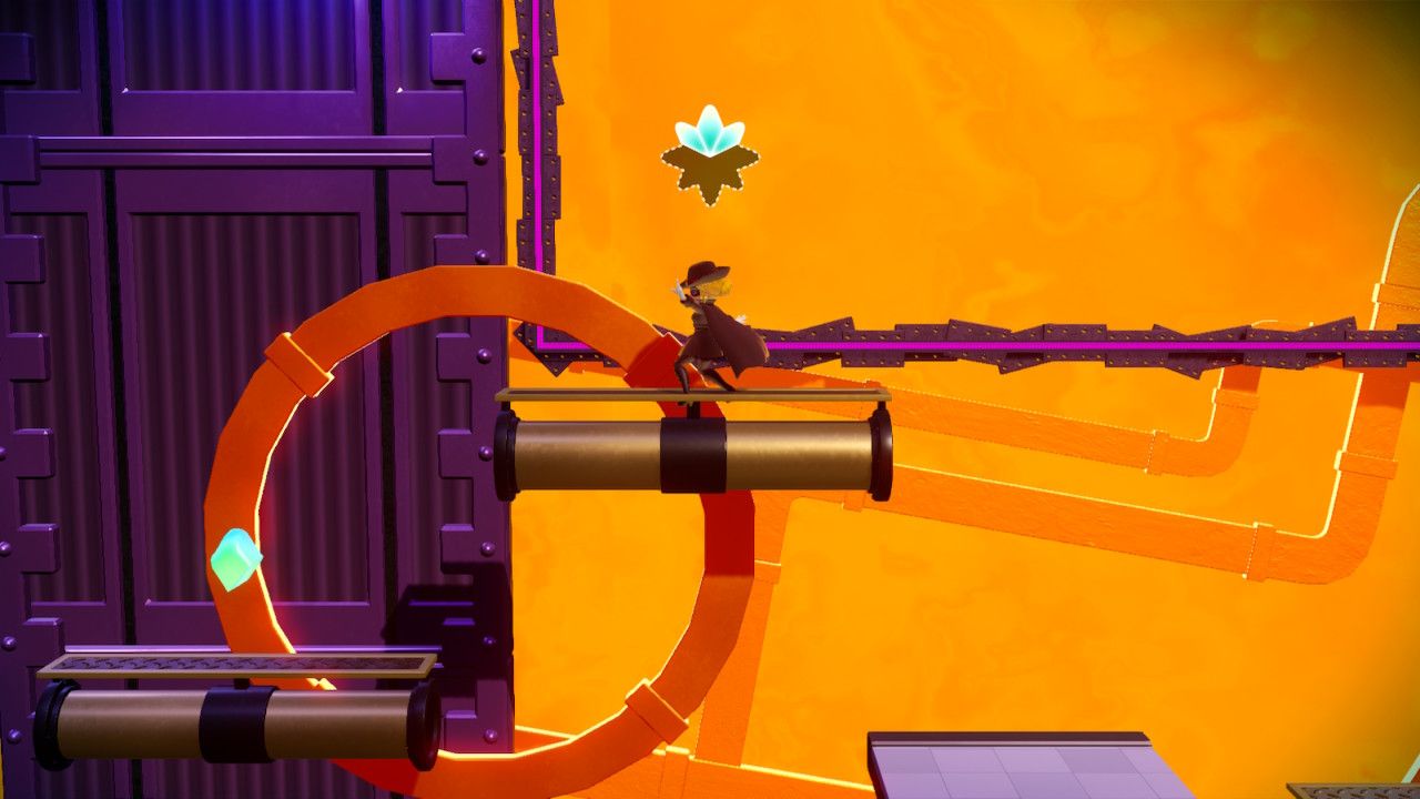Princess Peach Showtime Peach grabbing fragments from a spinning wheel