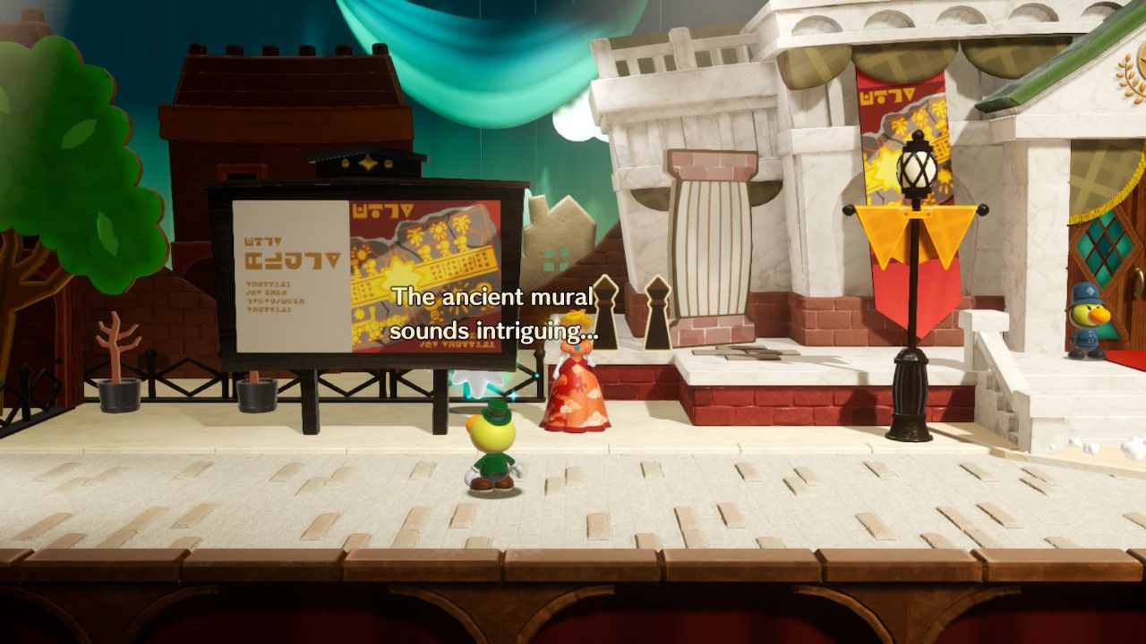 Princess Peach Showtime, Peach looking behind the museum sign
