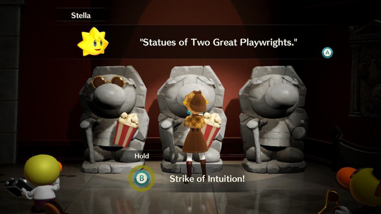Princess Peach Showtime, Peach selecting the middle statue