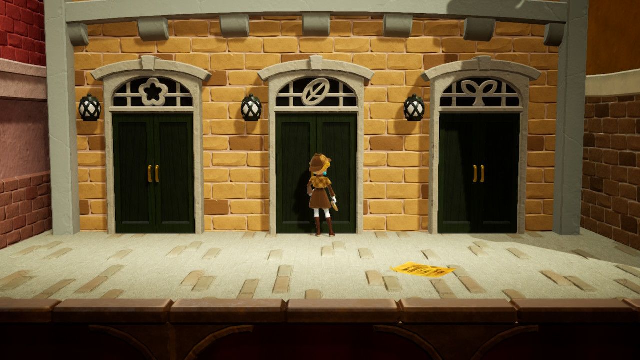 Princess Peach Showtime, Peach choosing the middle black door
