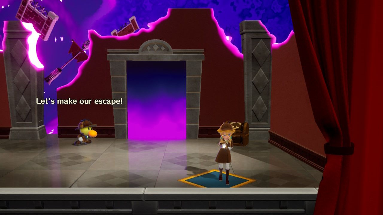 Princess Peach Showtime, Peach posing on a square of carpet