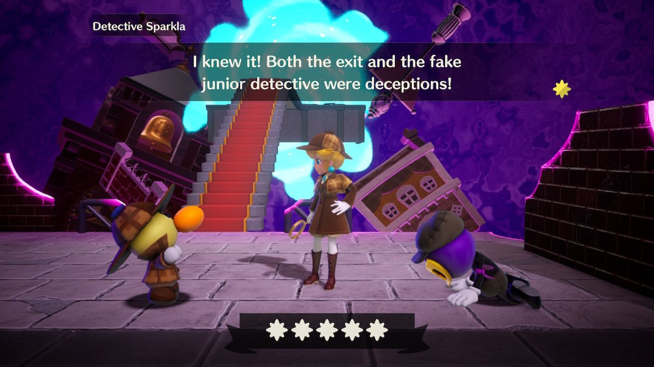 Princess Peach Showtime, Peach realising the junior detective is a fake