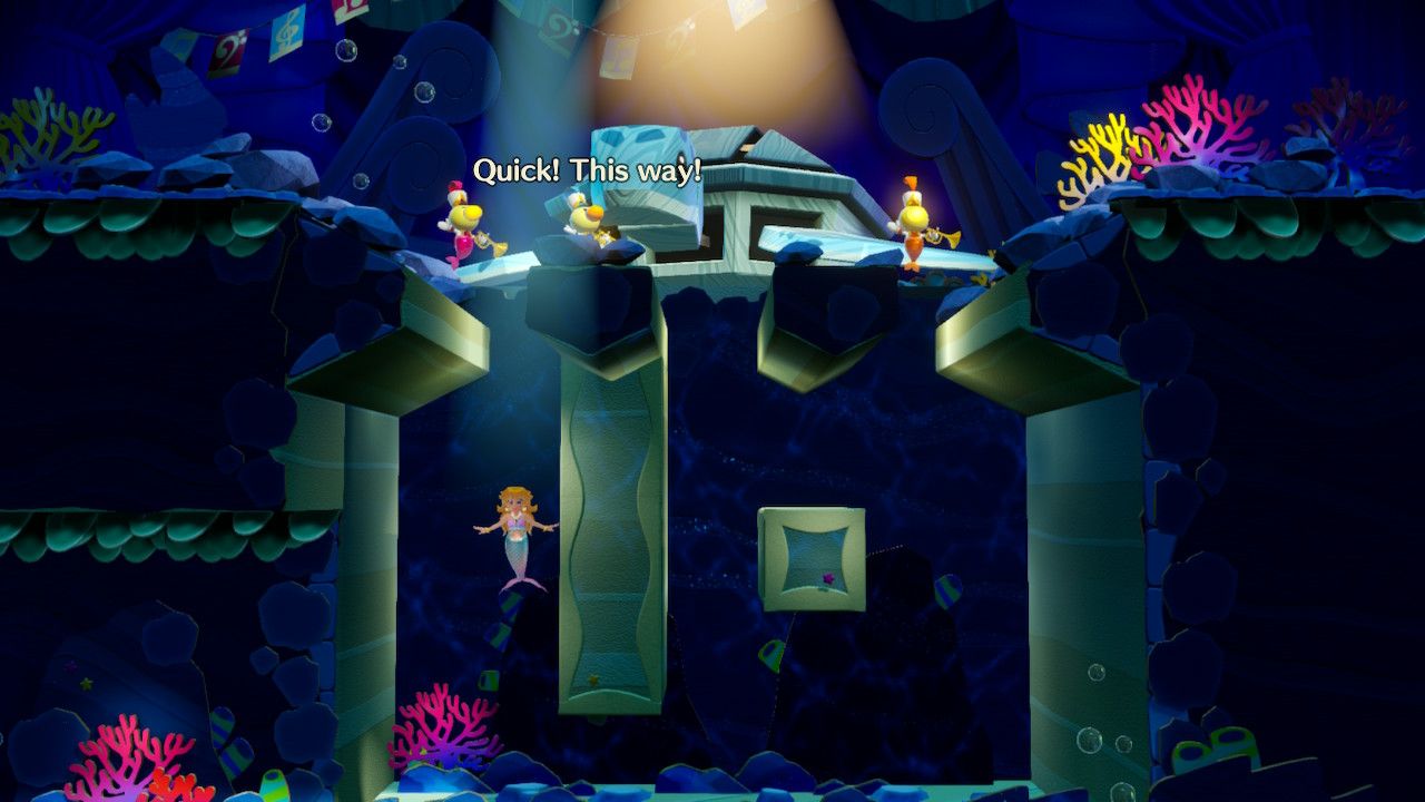 Princess Peach Showtime Peach under the giant turtle