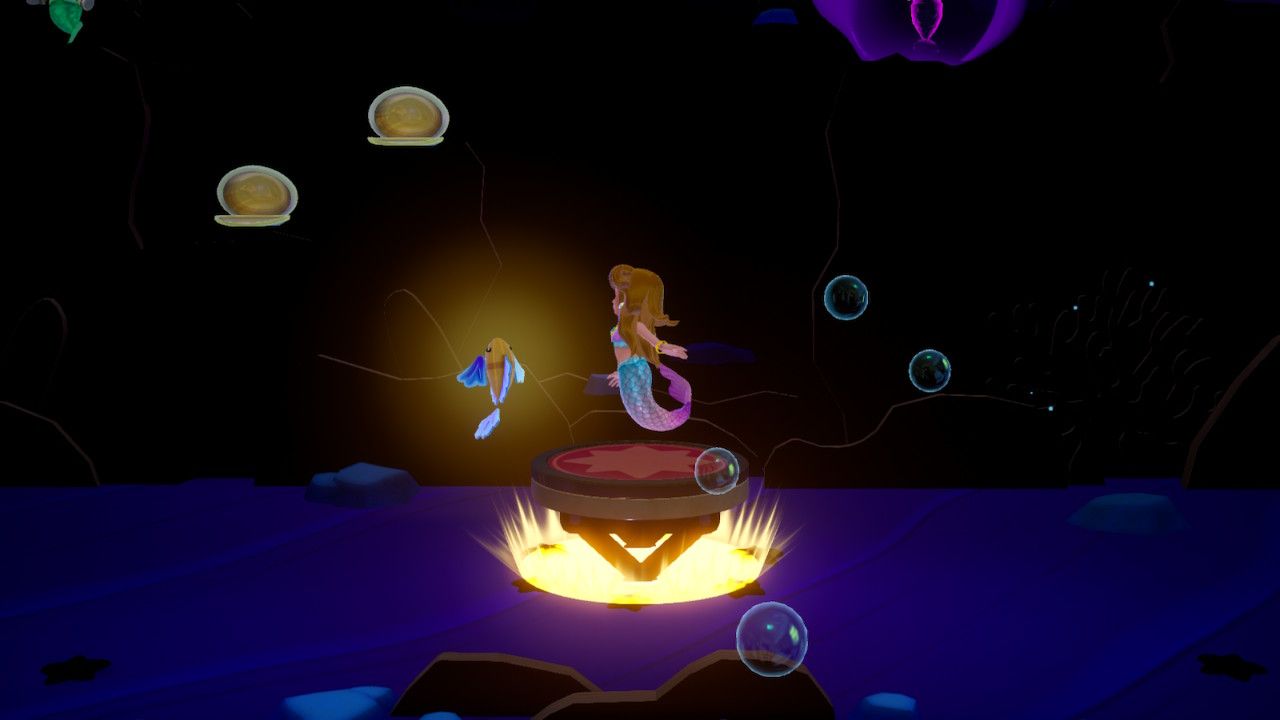 Princess Peach Showtime Peach posing between the two rock formations