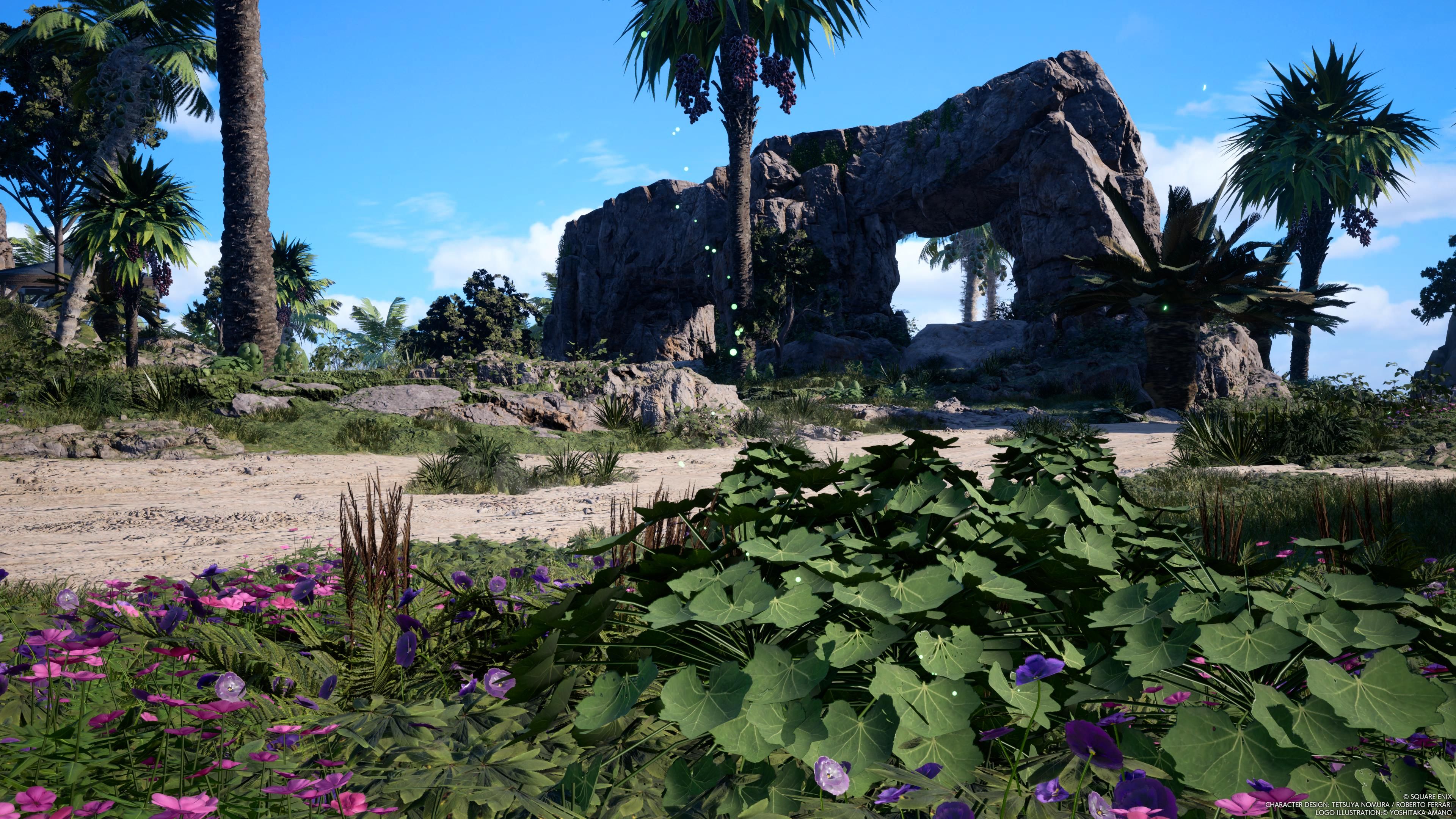 A beachside view of Costa del Sol's Corel region outskirts in FF7 Rebirth
