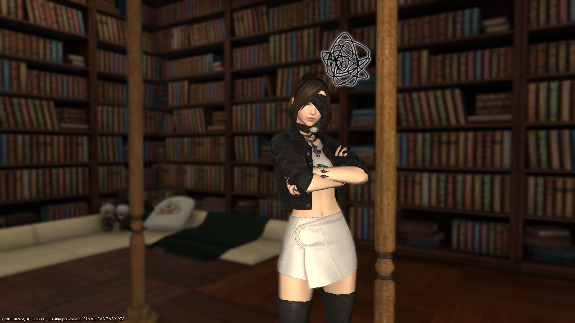 A character using the vexed emote in Final Fantasy 14.