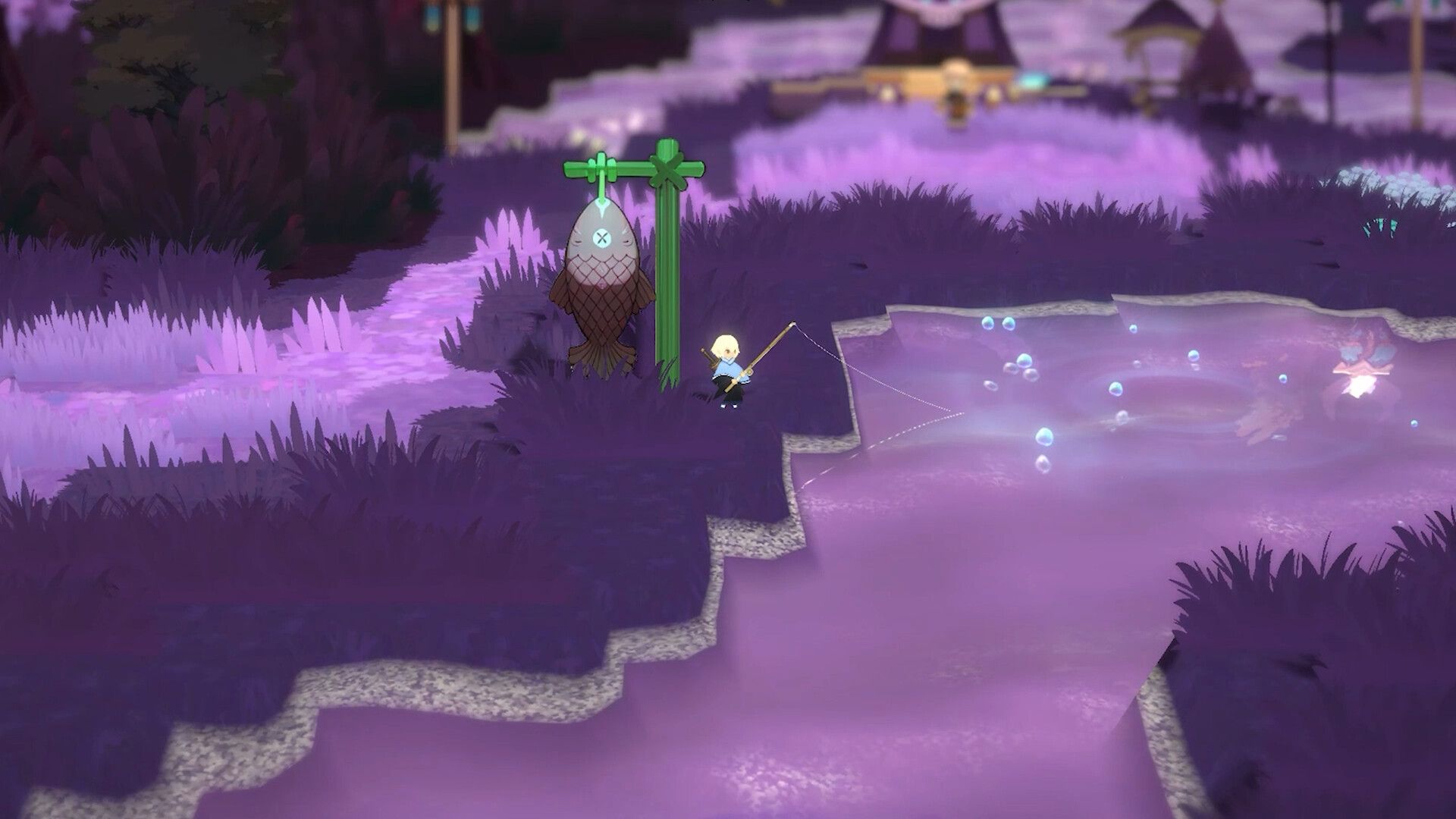 A player fishing in Home of the Yokai.
