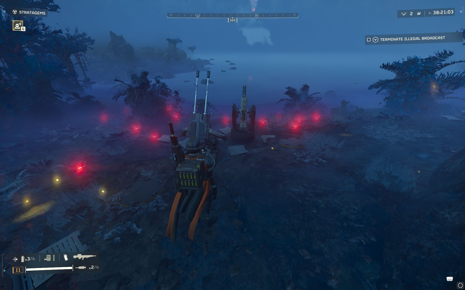 A player using Salute Emote with Autocannon gun in Helldivers 2