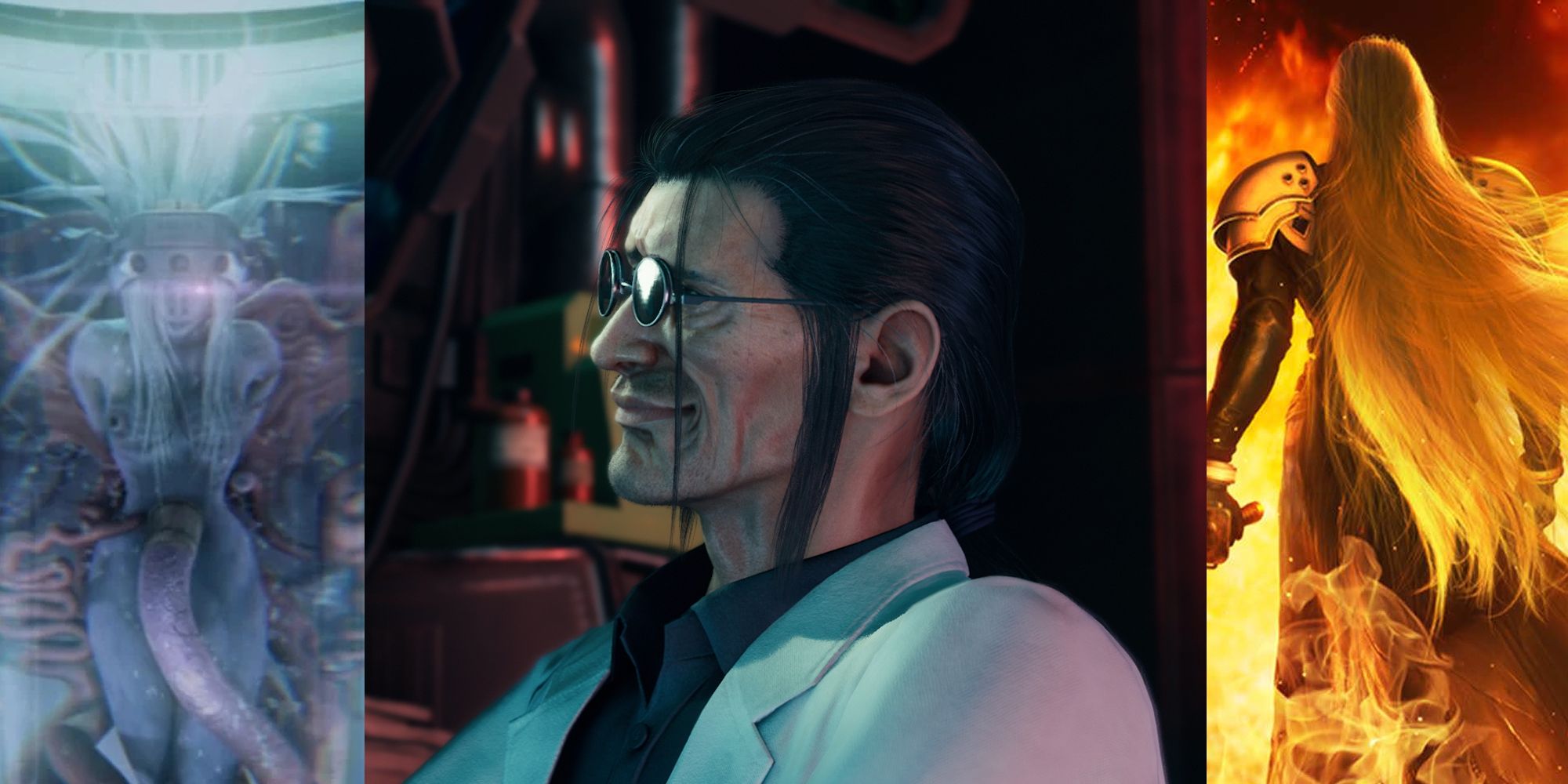 A Split Image Depicting Scenes From Final Fantasy 7
