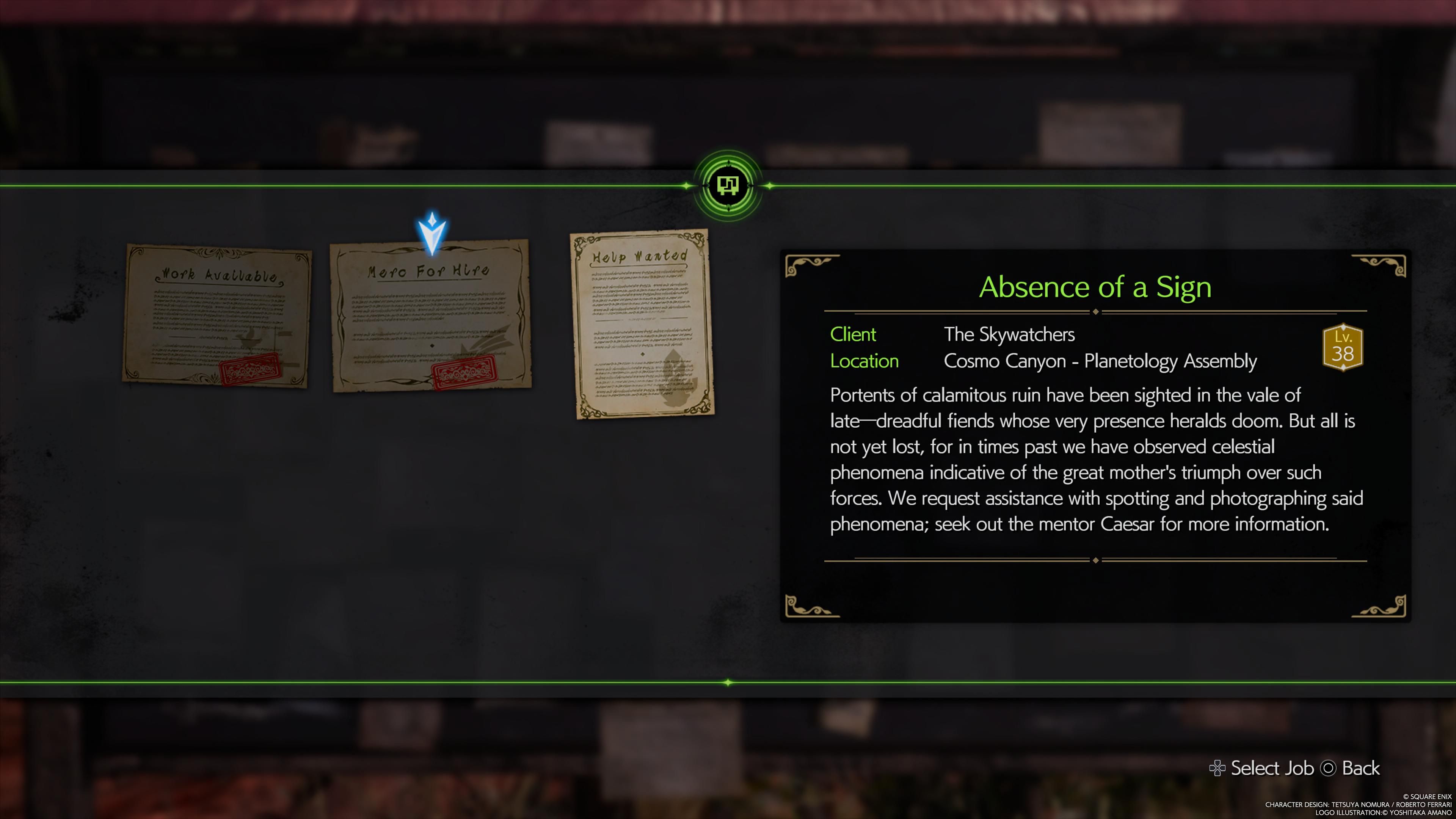Absence Of A Sign quest on the noticeboard - FF7 Rebirth