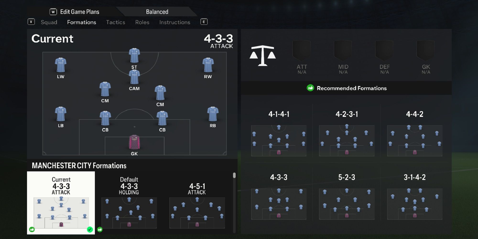 An image of the 4-3-3 attack in EA Sports FC 24