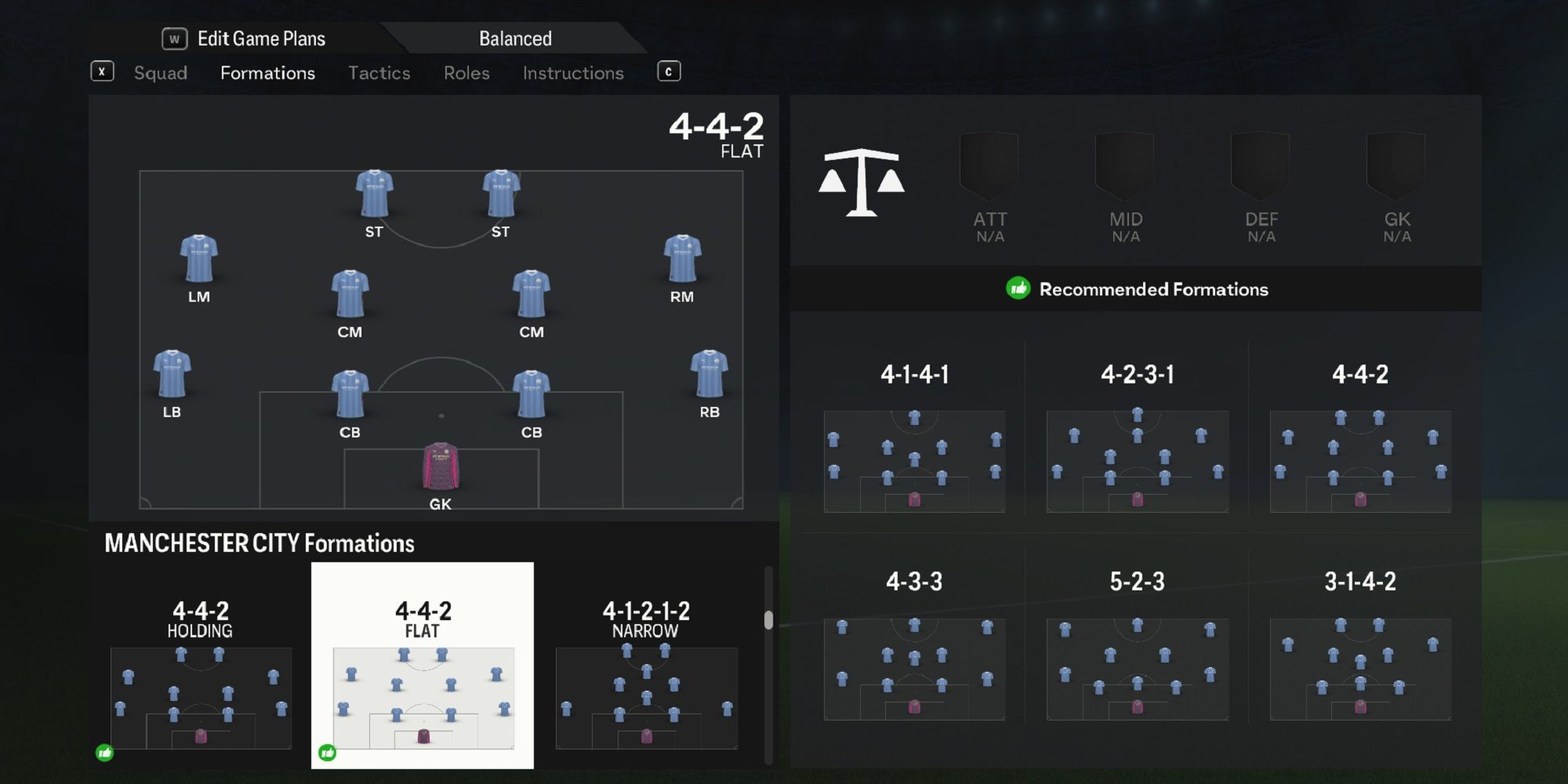An image of the 4-4-2 flat in EA Sports FC 24