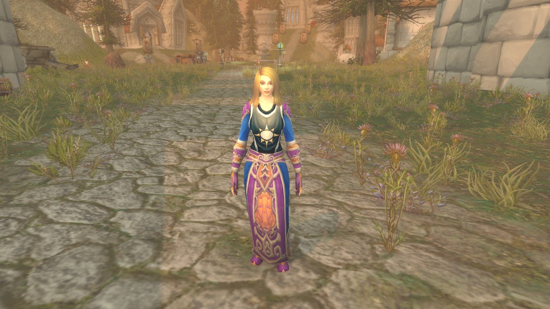 Archmage Angela Dosantos standing outside, at the gates of the city of Tyr's Hand
