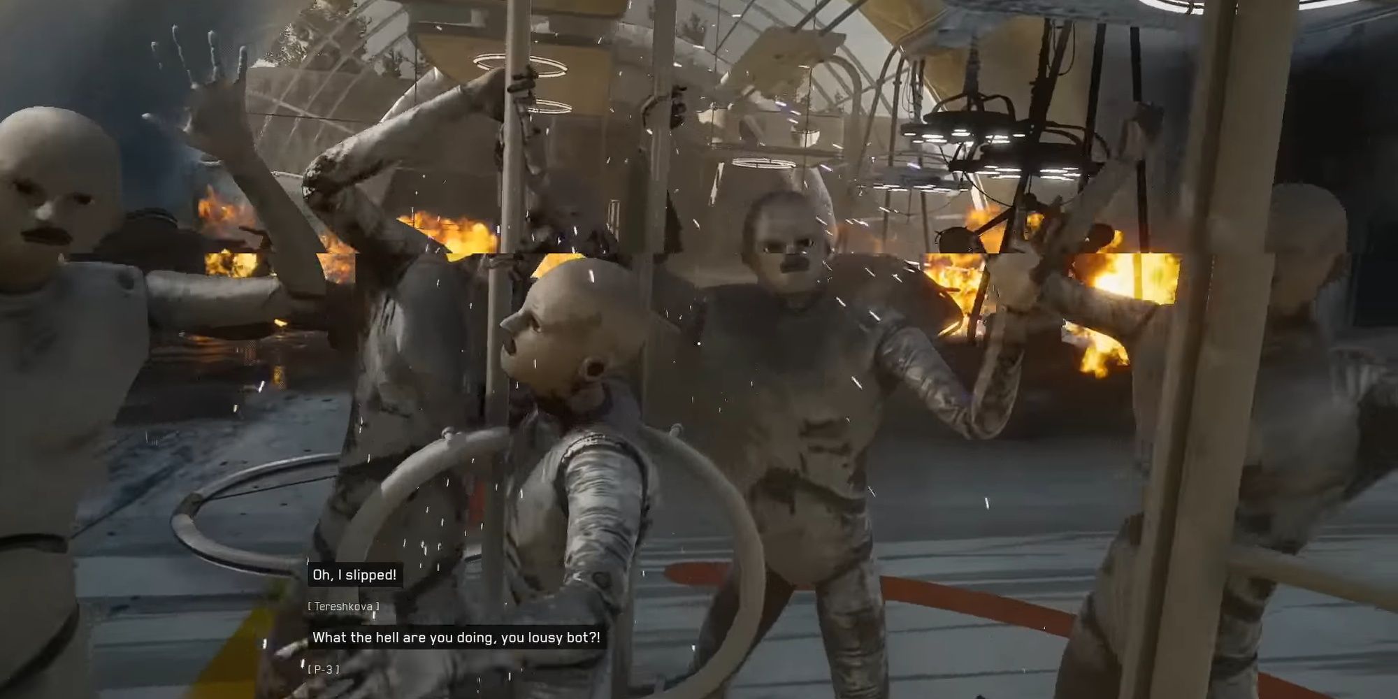 Atomic Heart: The Combat Protocols Of The Robots Activating As They Attack The Protagonist