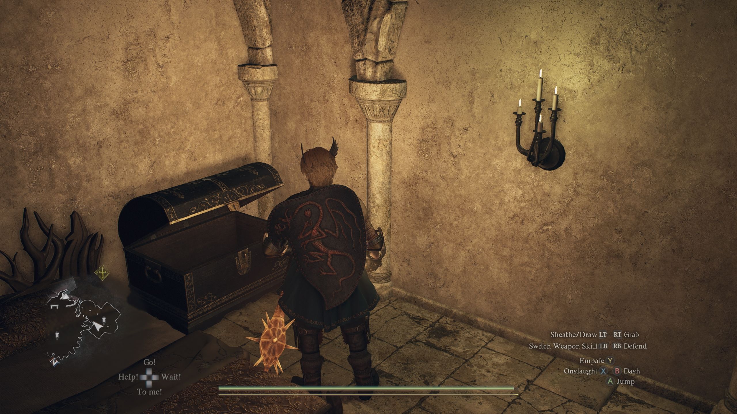 Arisen is standing near a blue chest - Dragon's Dogma 2