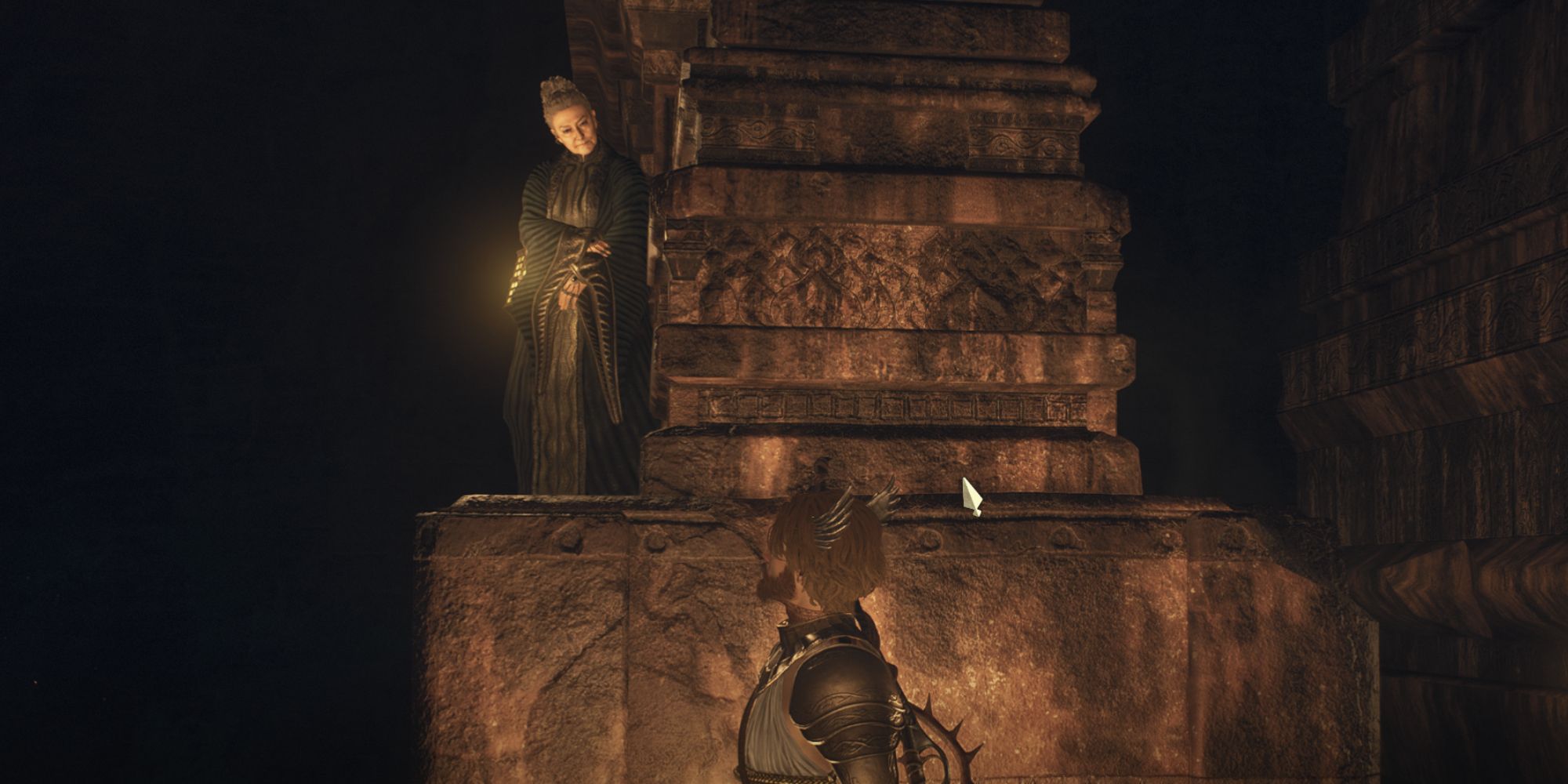 Arisen looking at Luz - Dragon's Dogma 2
