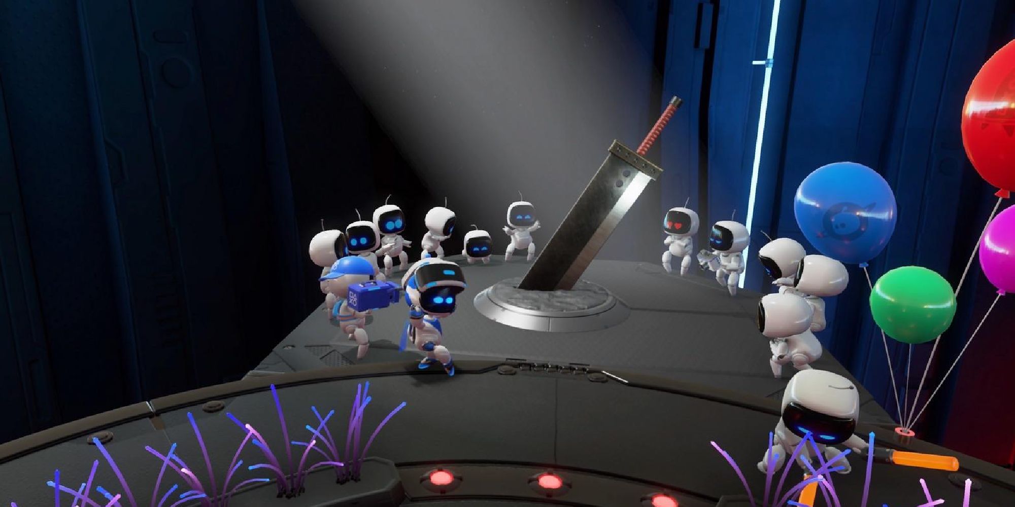 astros playroom buster sword with bots around it