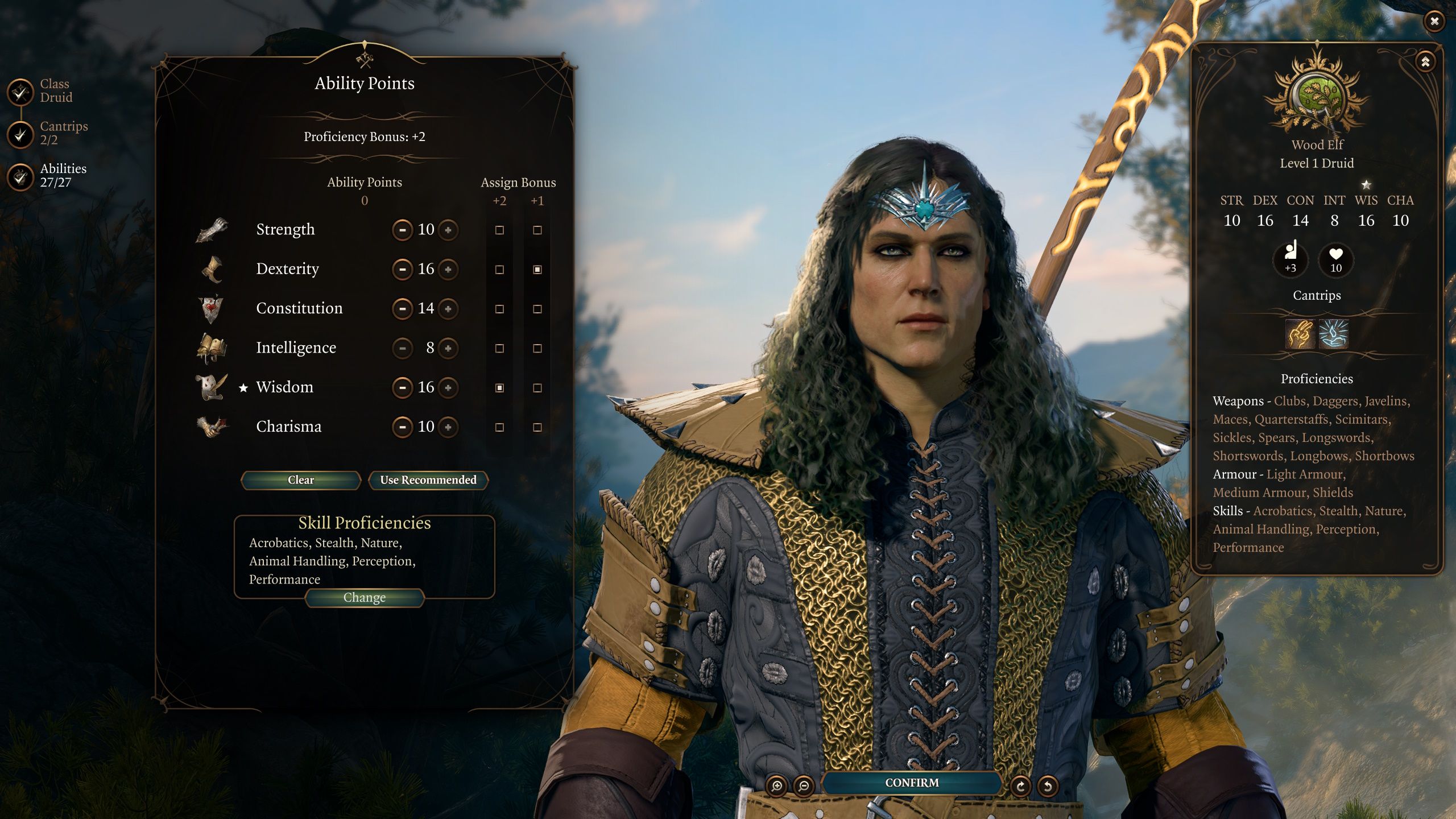 Baldur's Gate 3 Circle of the Spores Druid Stats