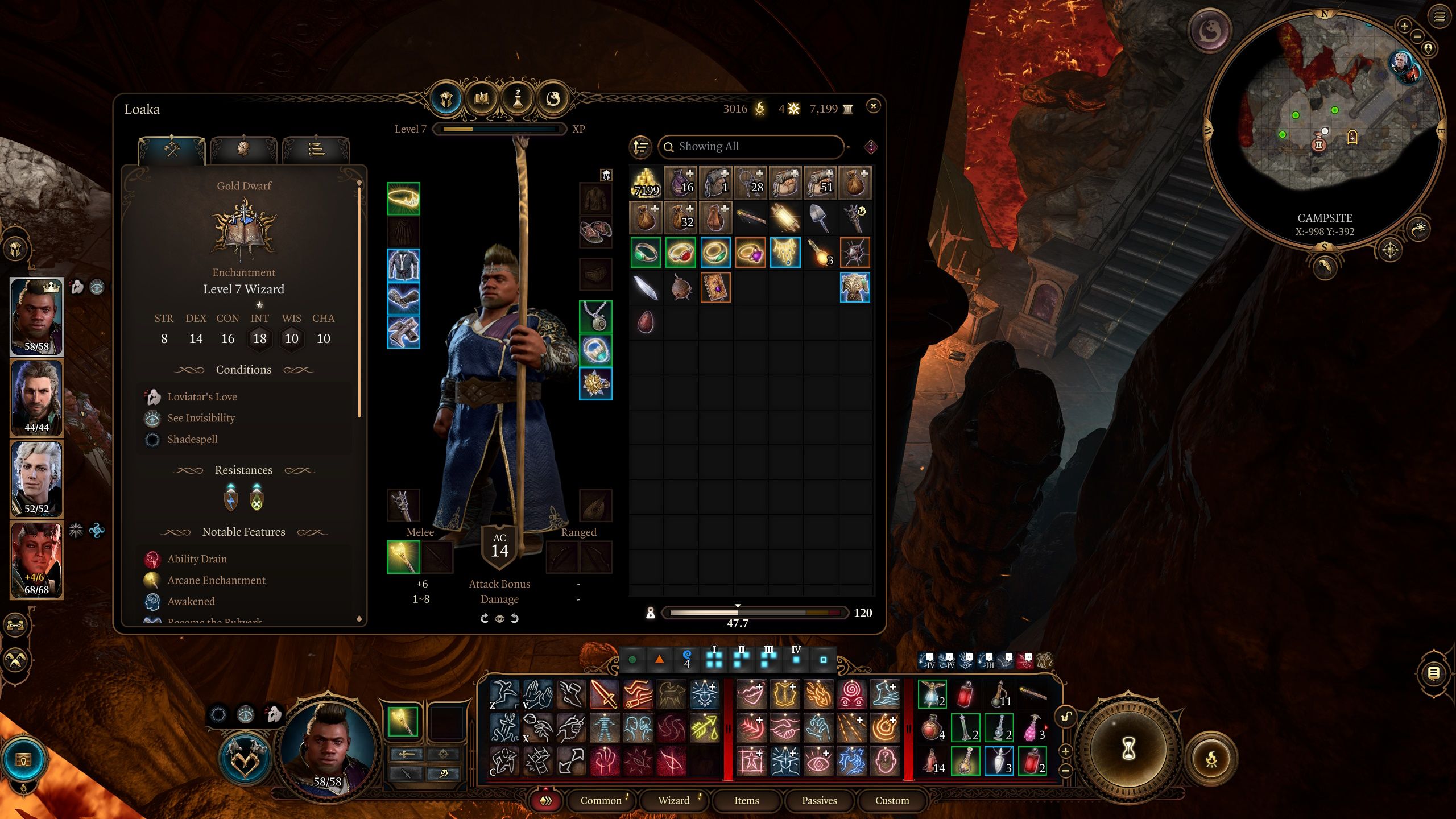 Baldur's Gate 3 Enchantment Wizard Inventory