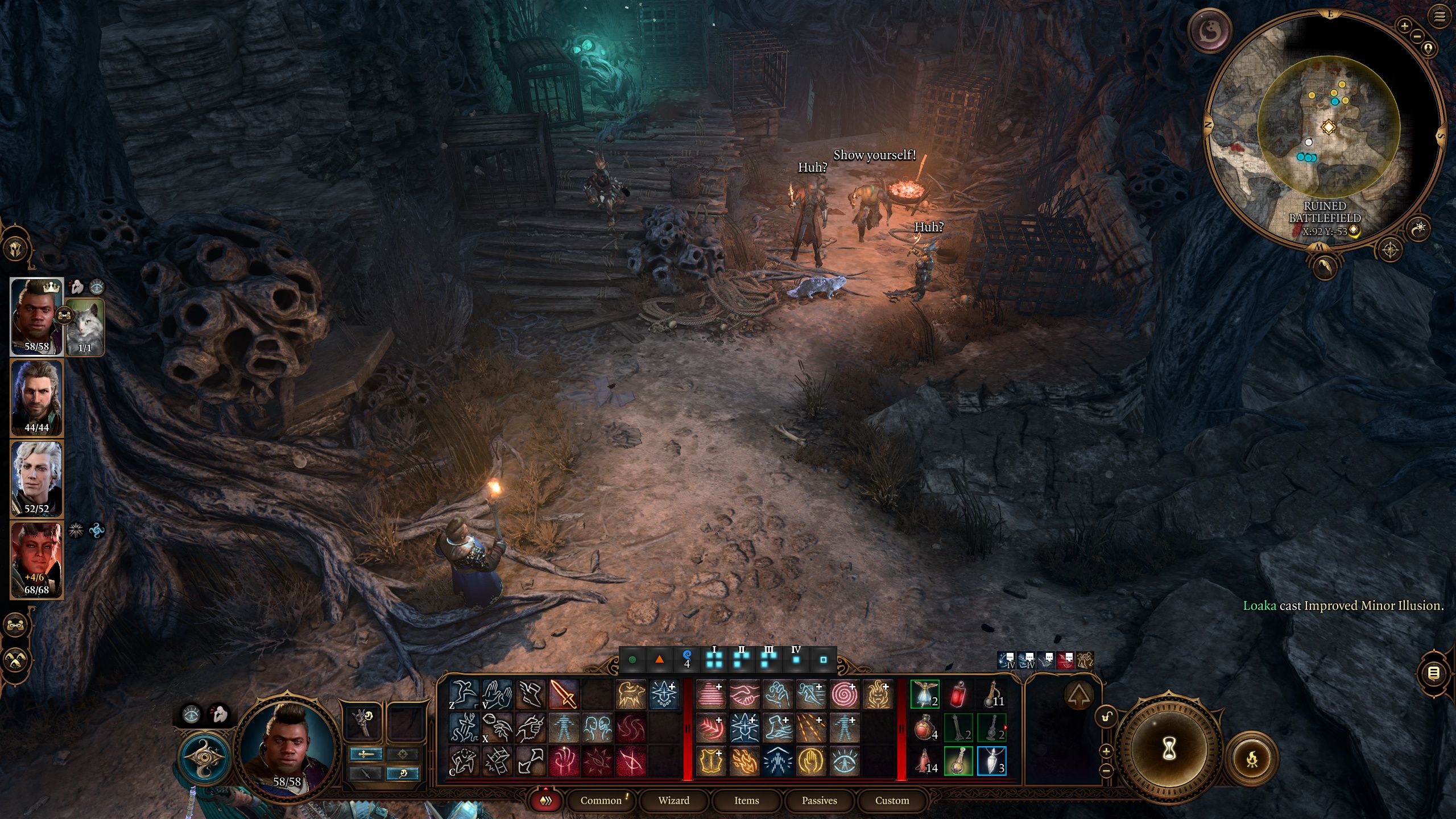 Baldur's Gate 3 School of Illusion Wizard Improved Minor Illusion Enemies Fooled