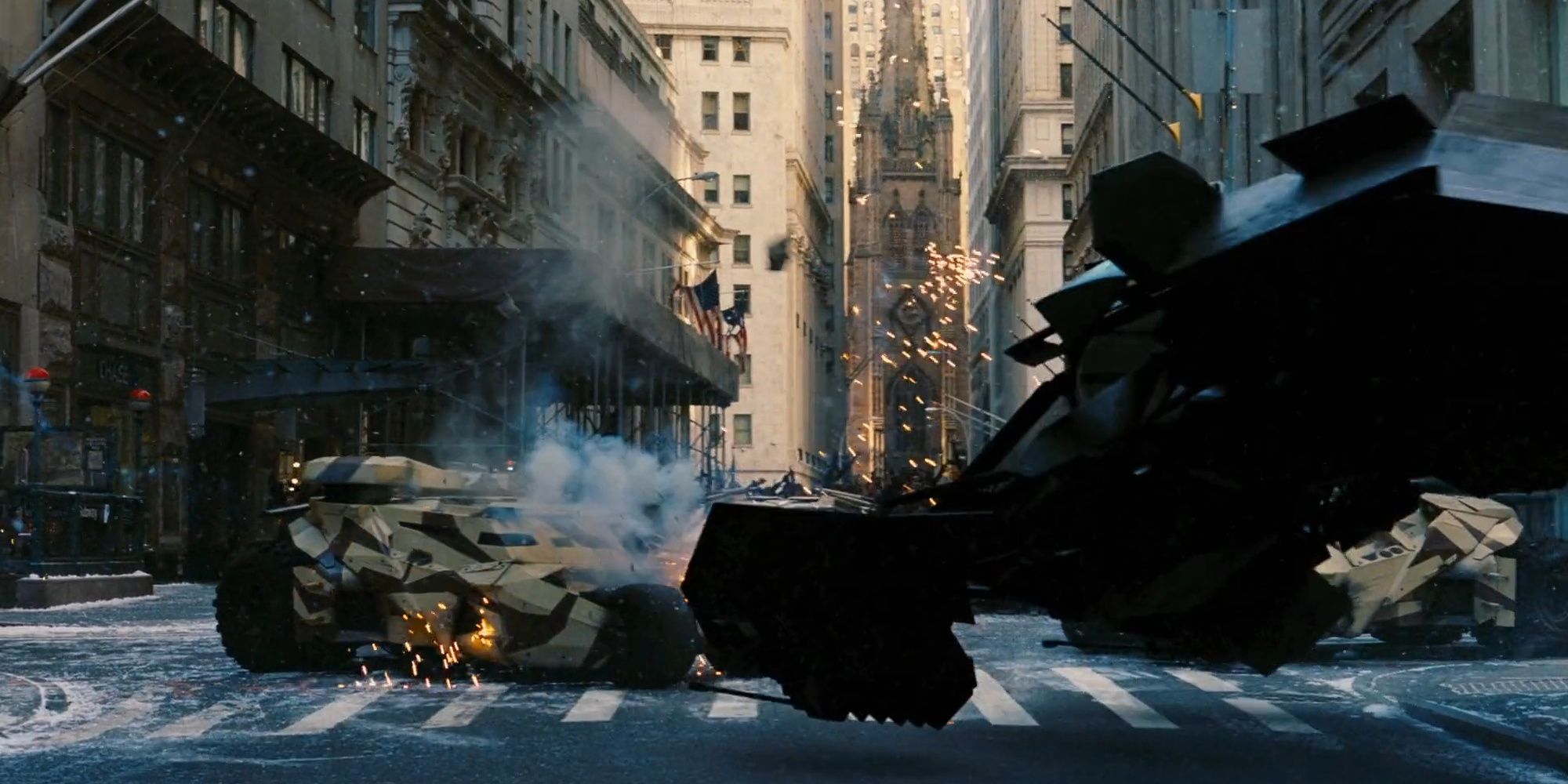 The Dark Knight Rises: The Batwing Usings Its Canon To Disable A Tumbler