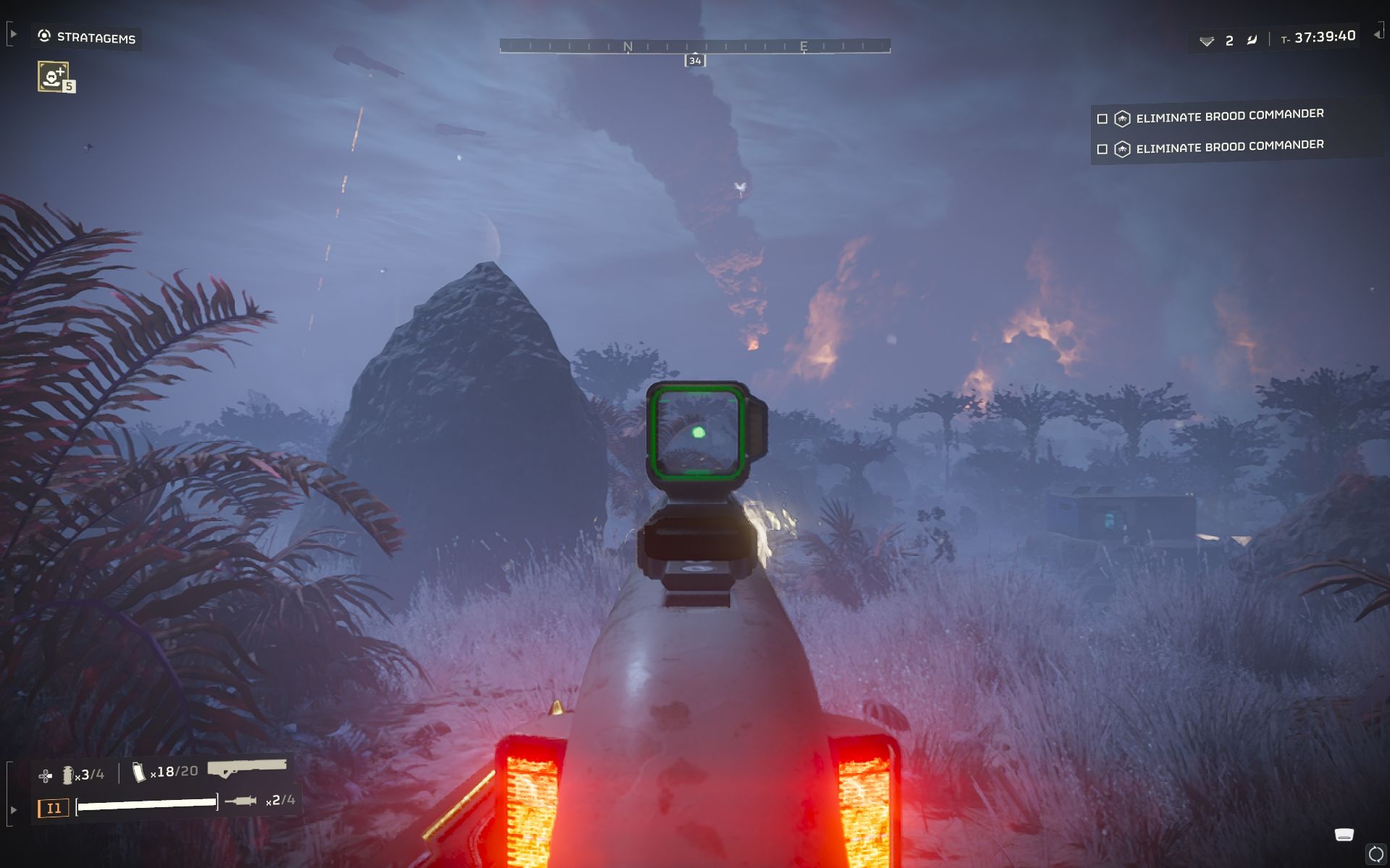 Charging the Railgun to its peak using the first person view in Helldivers 2
