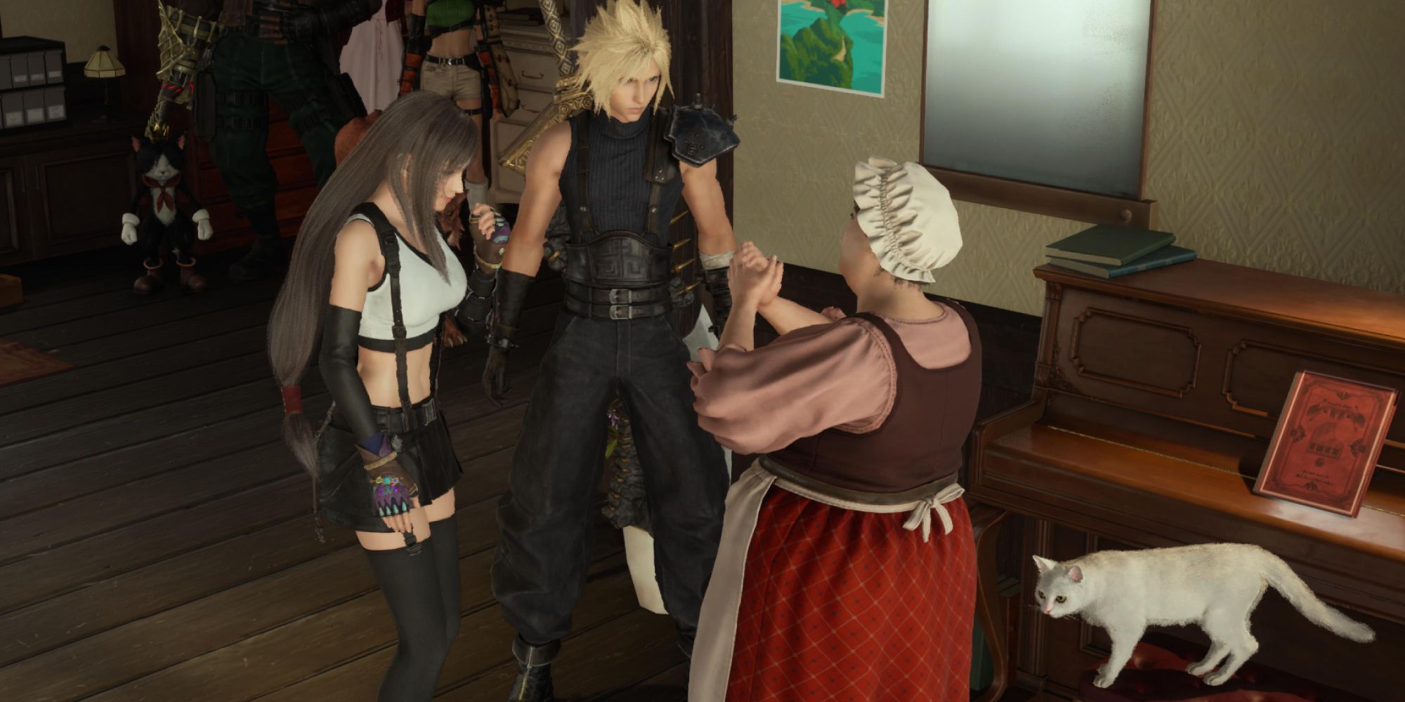 Cloud and Tifa are speaking to the Head Chef Lady - FF7 Rebirth