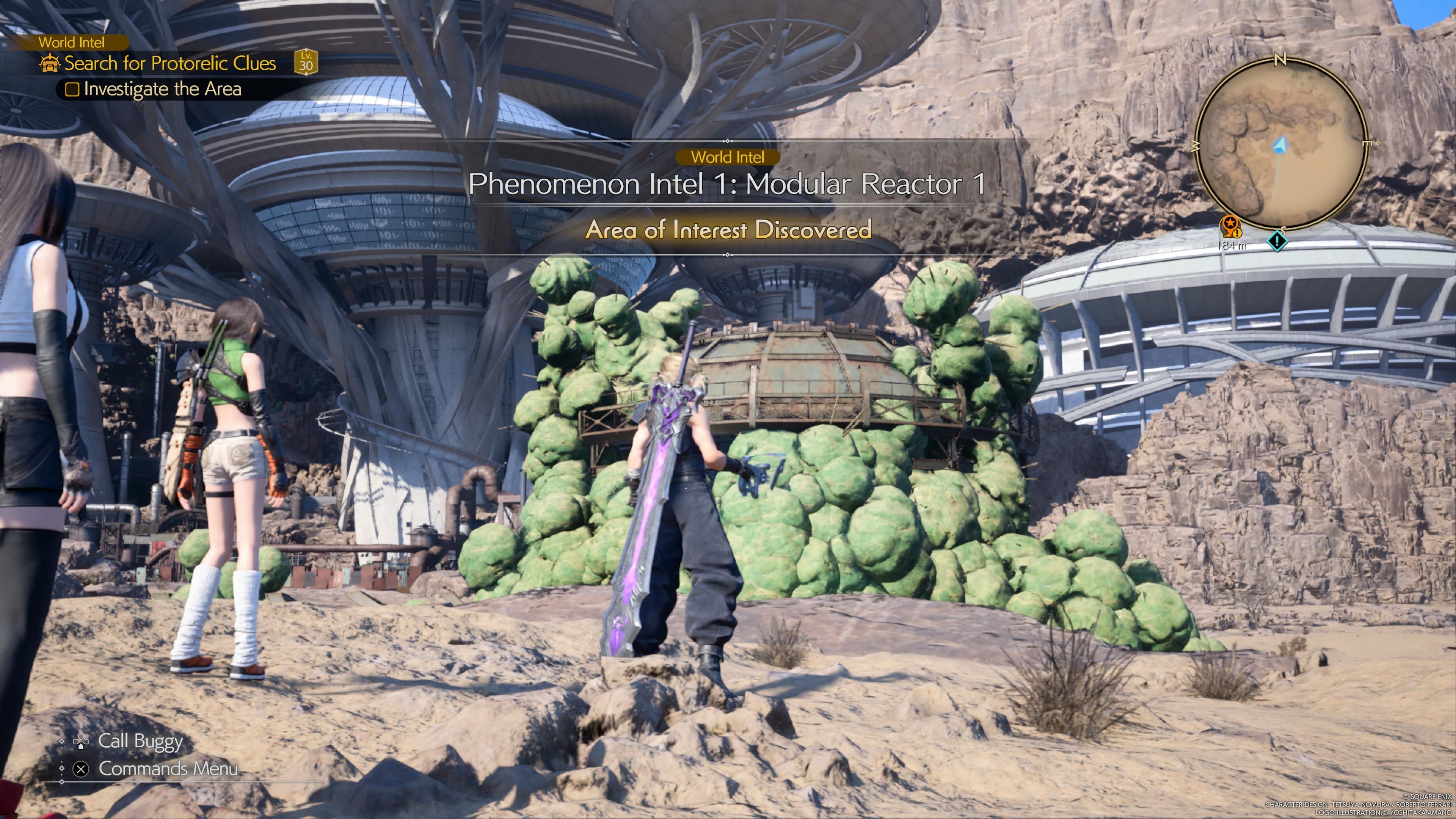 Cloud is standing in front of the Modular Reactor 1 .- FF7 Rebirth