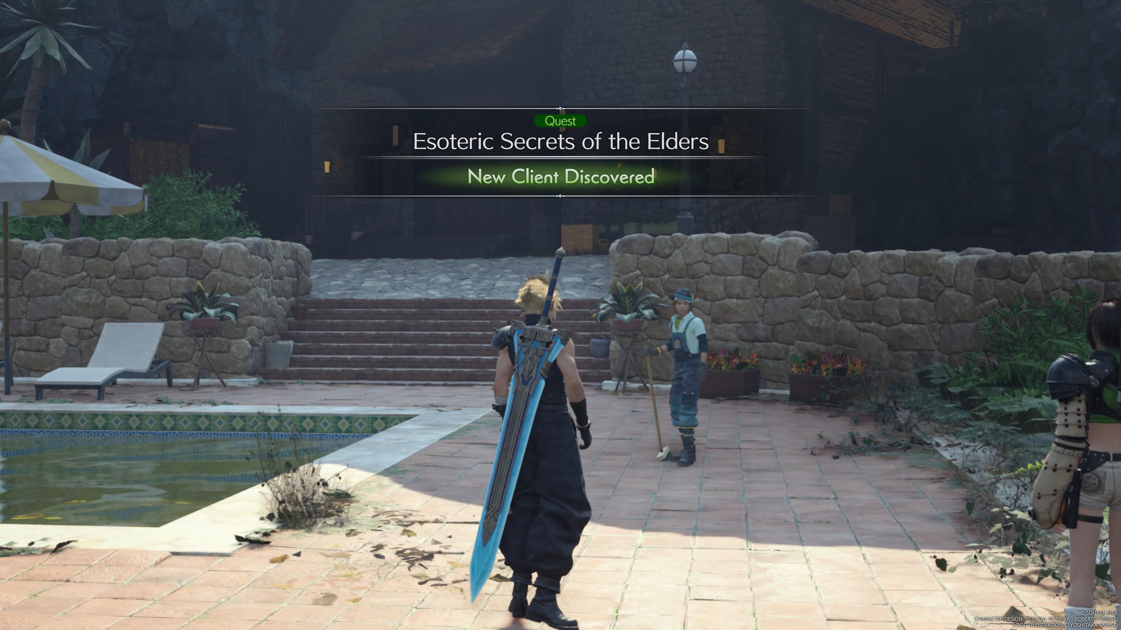 Cloud just  started the Esoteric Secrets Of The Elders side quest - FF7 Rebirth