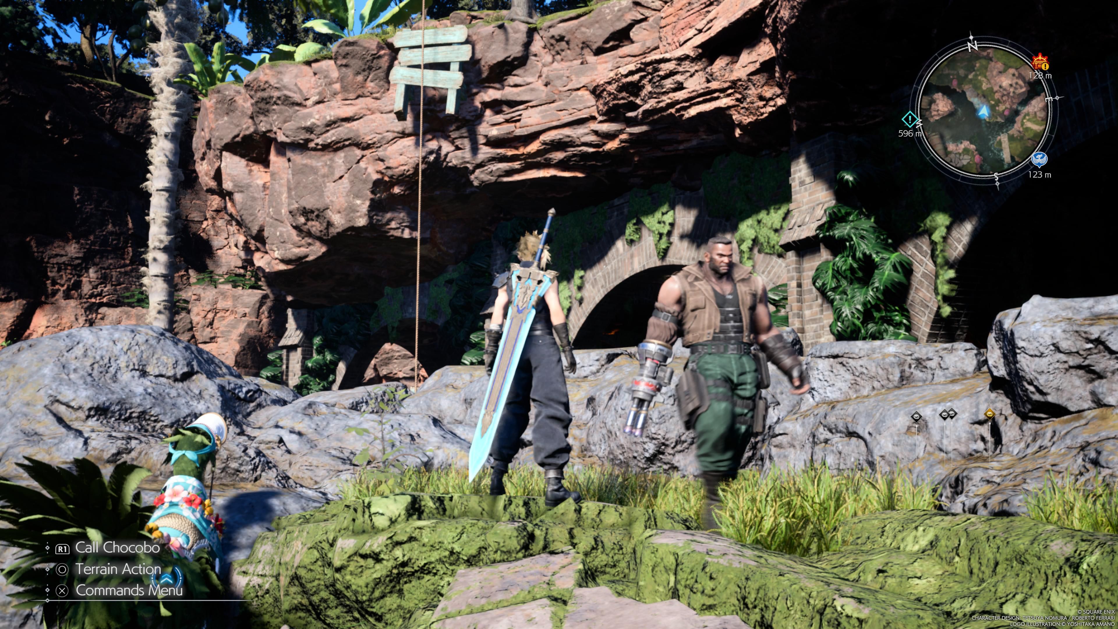 Cloud standing near a rope - FF7 Rebirth