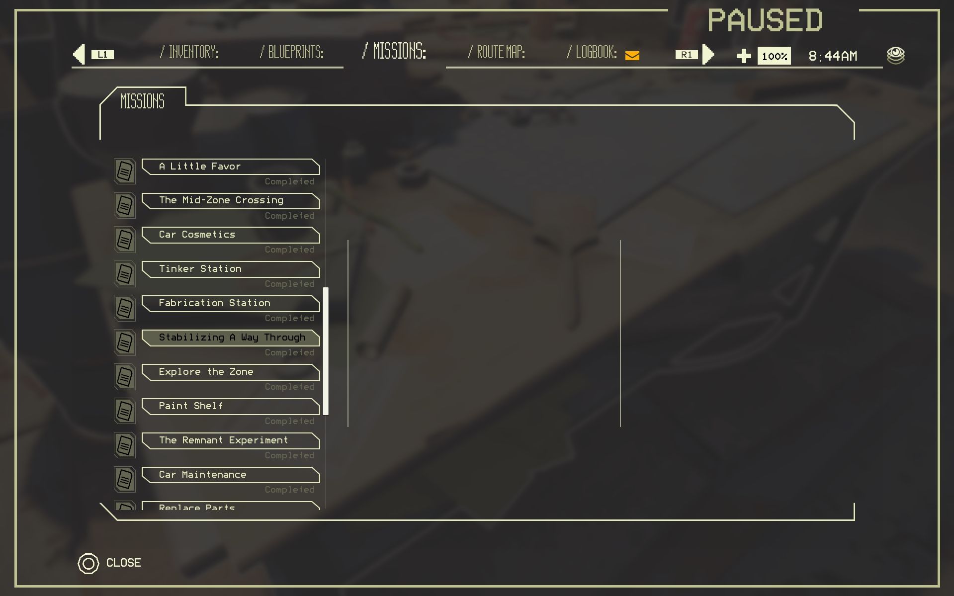 Complete mission list in Pacific Drive
