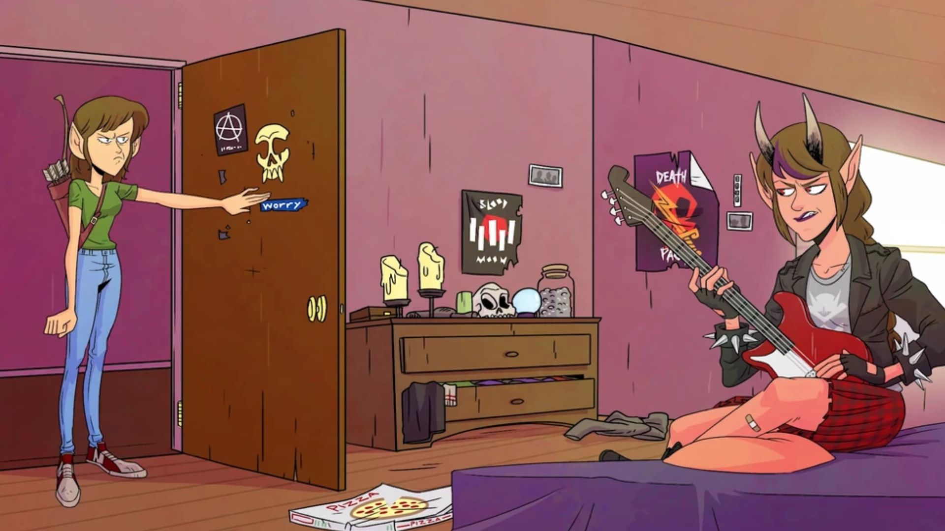 D20 Fantasy Highs Fig Faeth in her bedroom with sandra lynn stood in the doorway