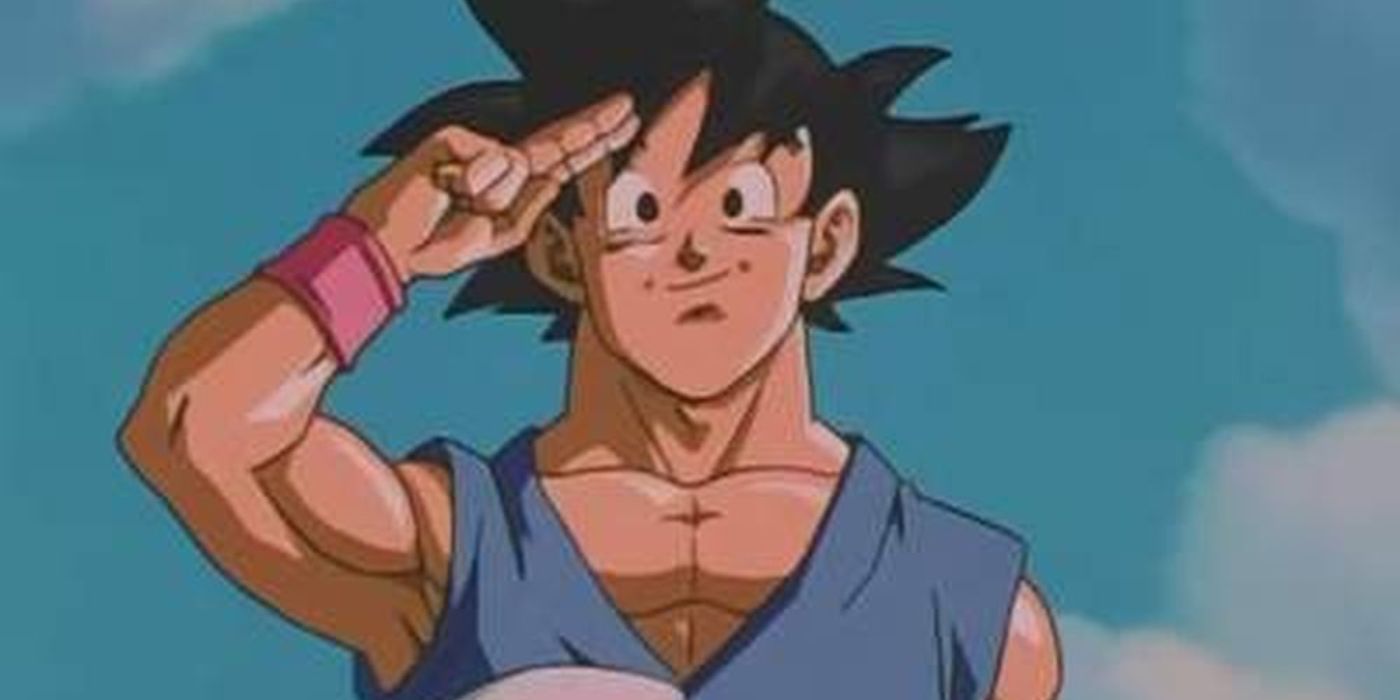 Goku salutues good-bye. 