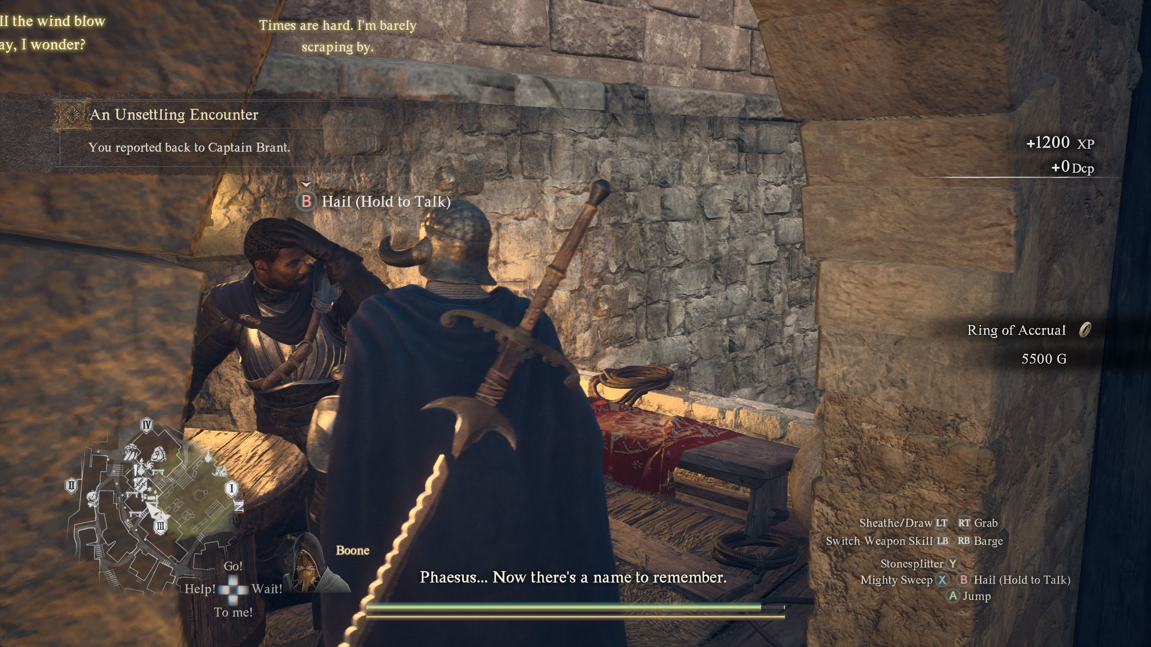 The Arisen receives a reward from Brant for An Unsettling Encounter in Dragon's Dogma 2.