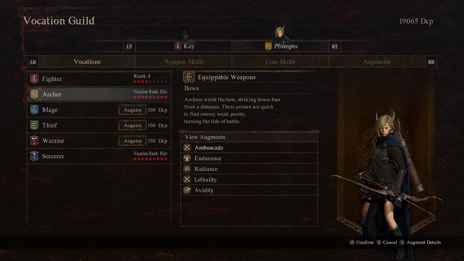 The augments of the Archer vocation as seen in Dragon's Dogma 2