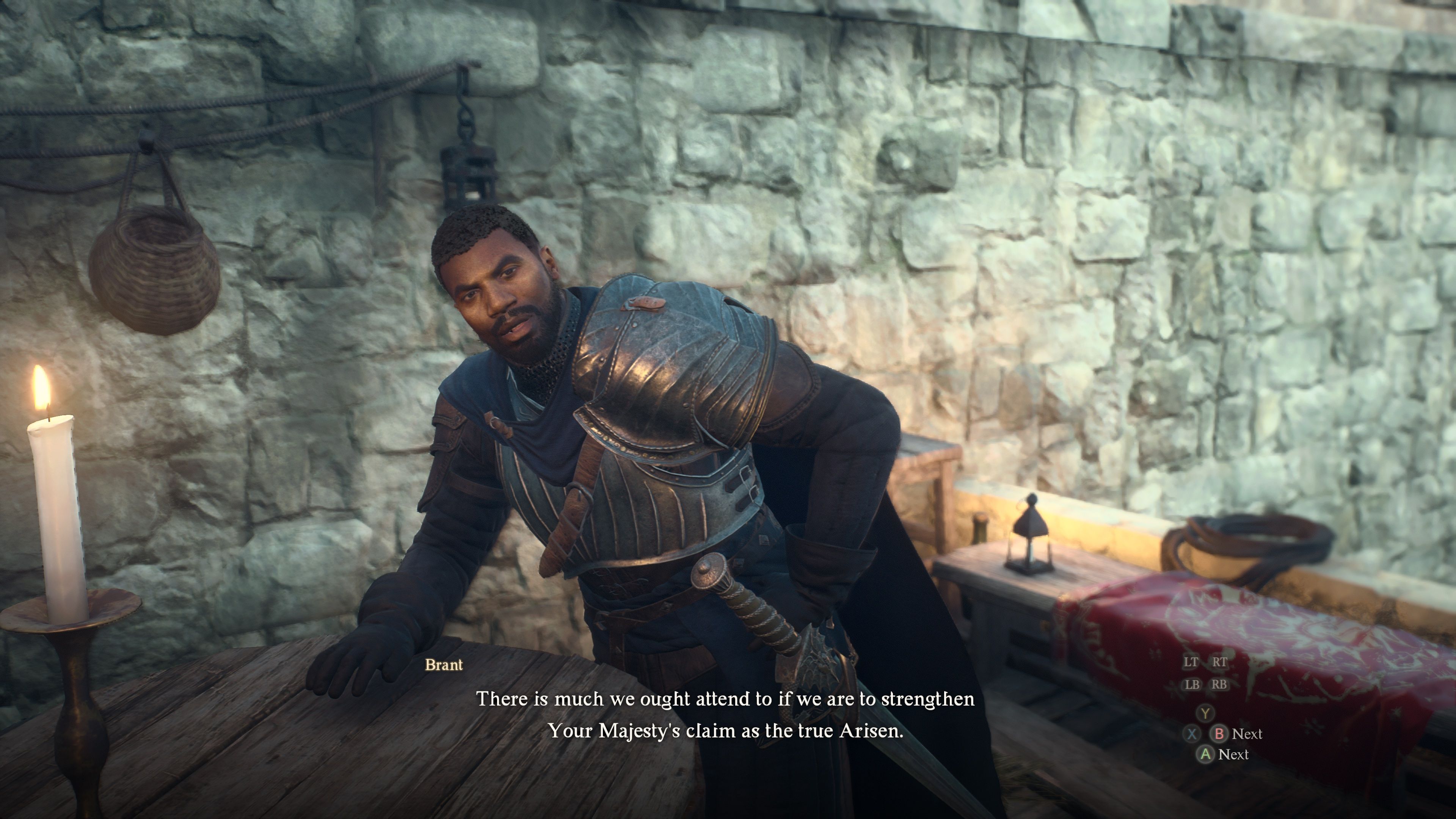 The Arisen talks to Brant about what to attend to in Dragon's Dogma 2.