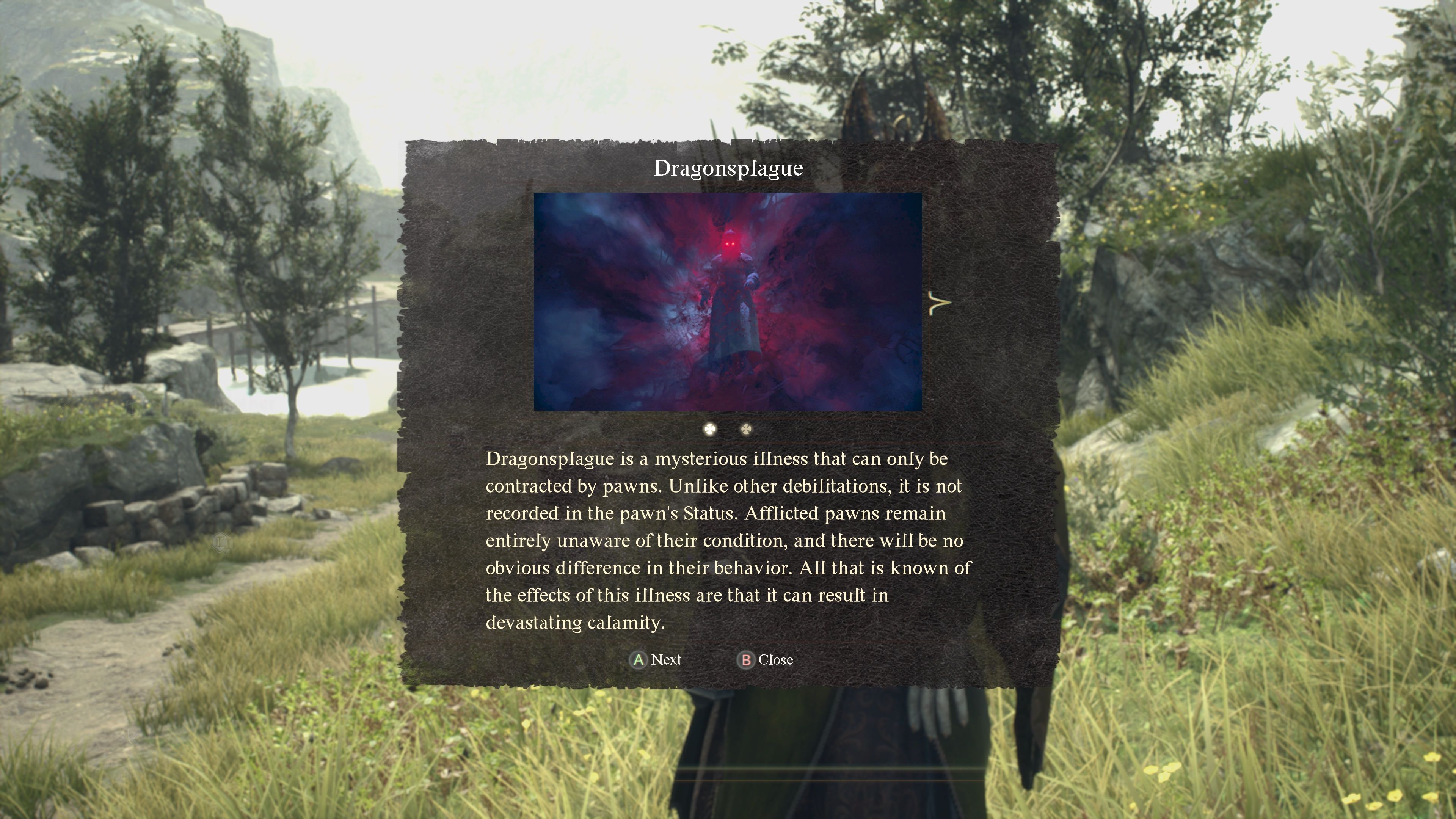 The Dragonsplague effect explained in a tutorial in Dragon's Dogma 2.