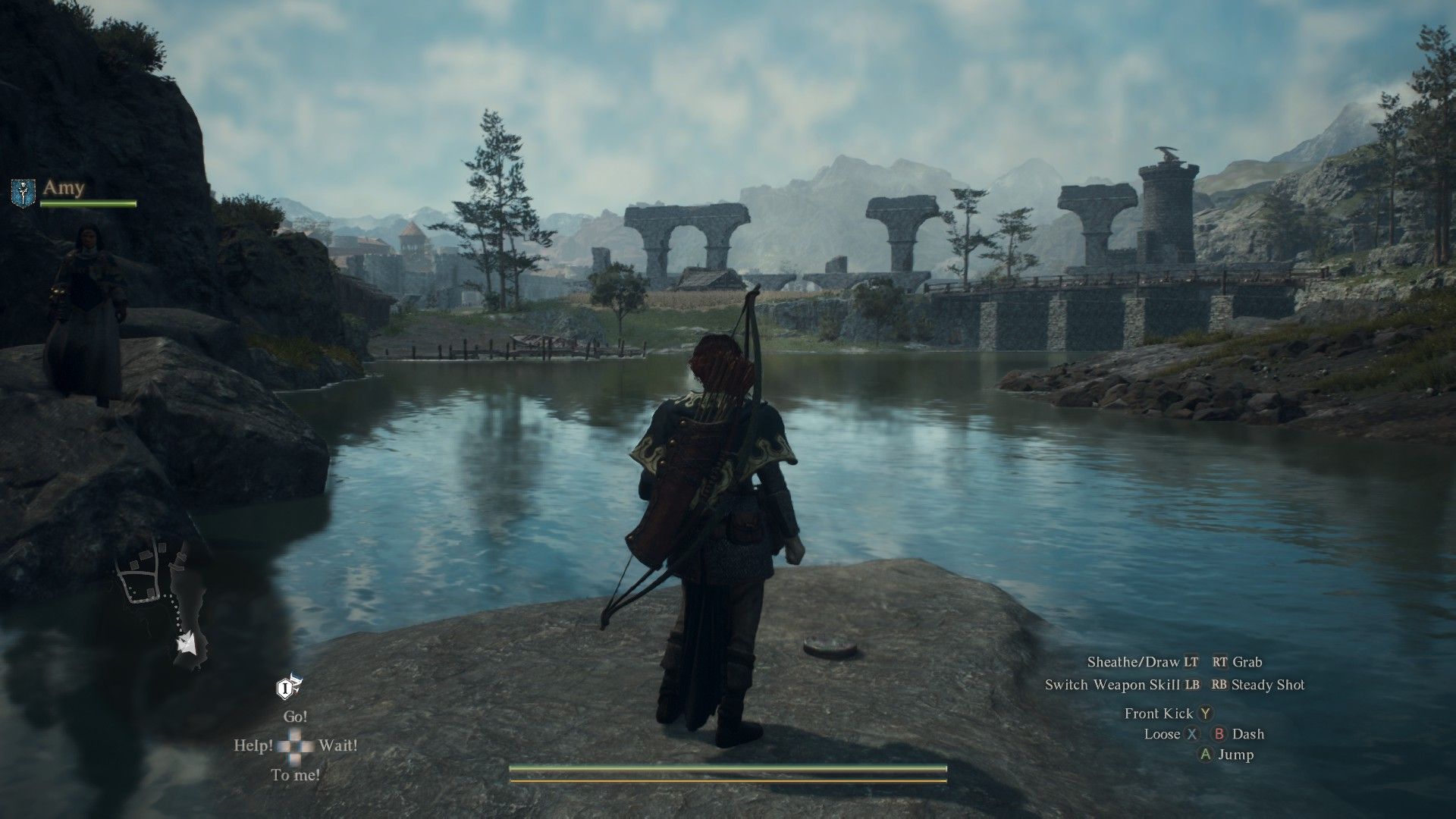 An Archer standing by a river near Vernworth in Dragon's Dogma 2