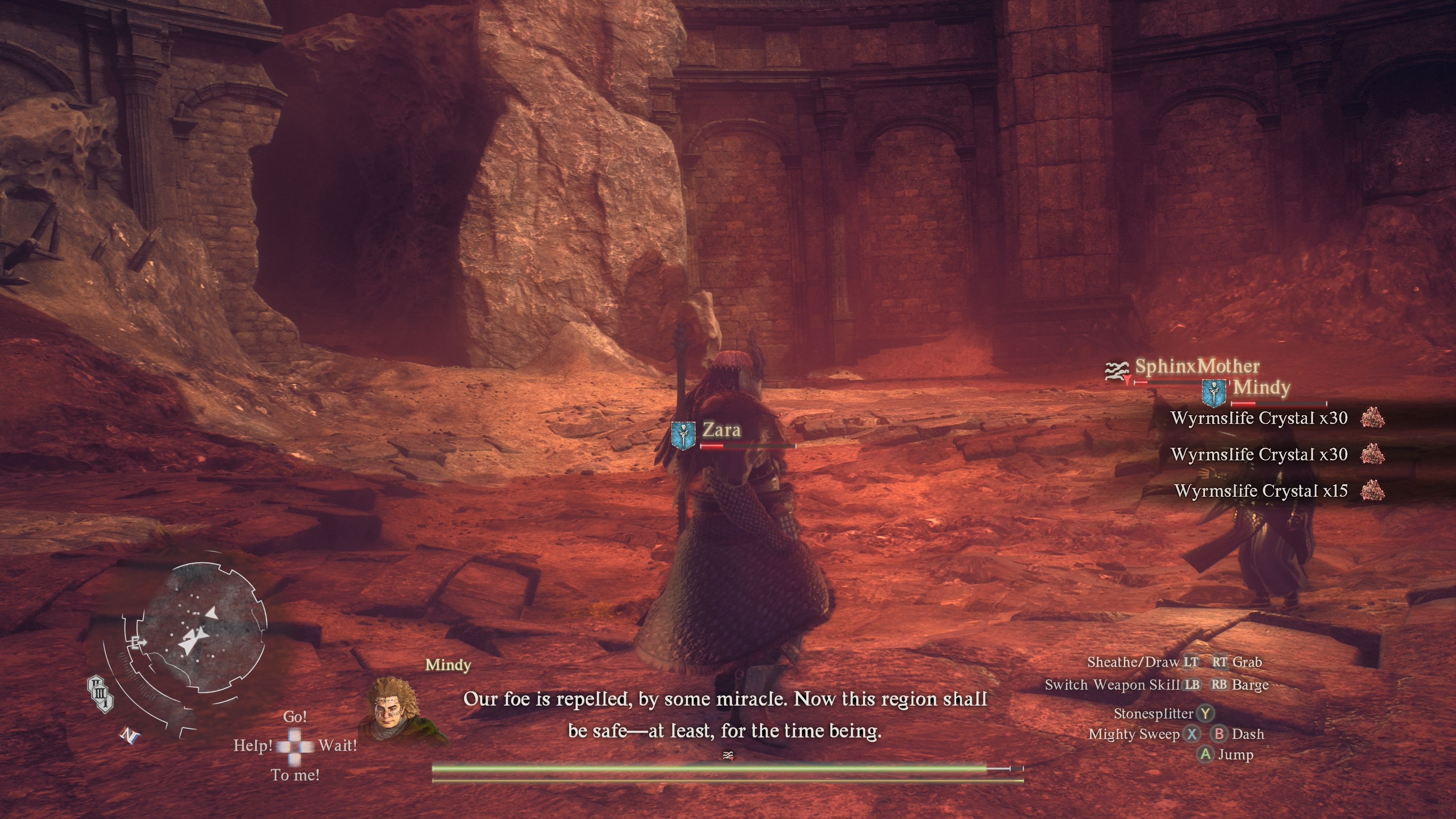 The Arisen gathers Wyrmslife Crystals From A Defeated Drake in Dragon's Dogma 2.
